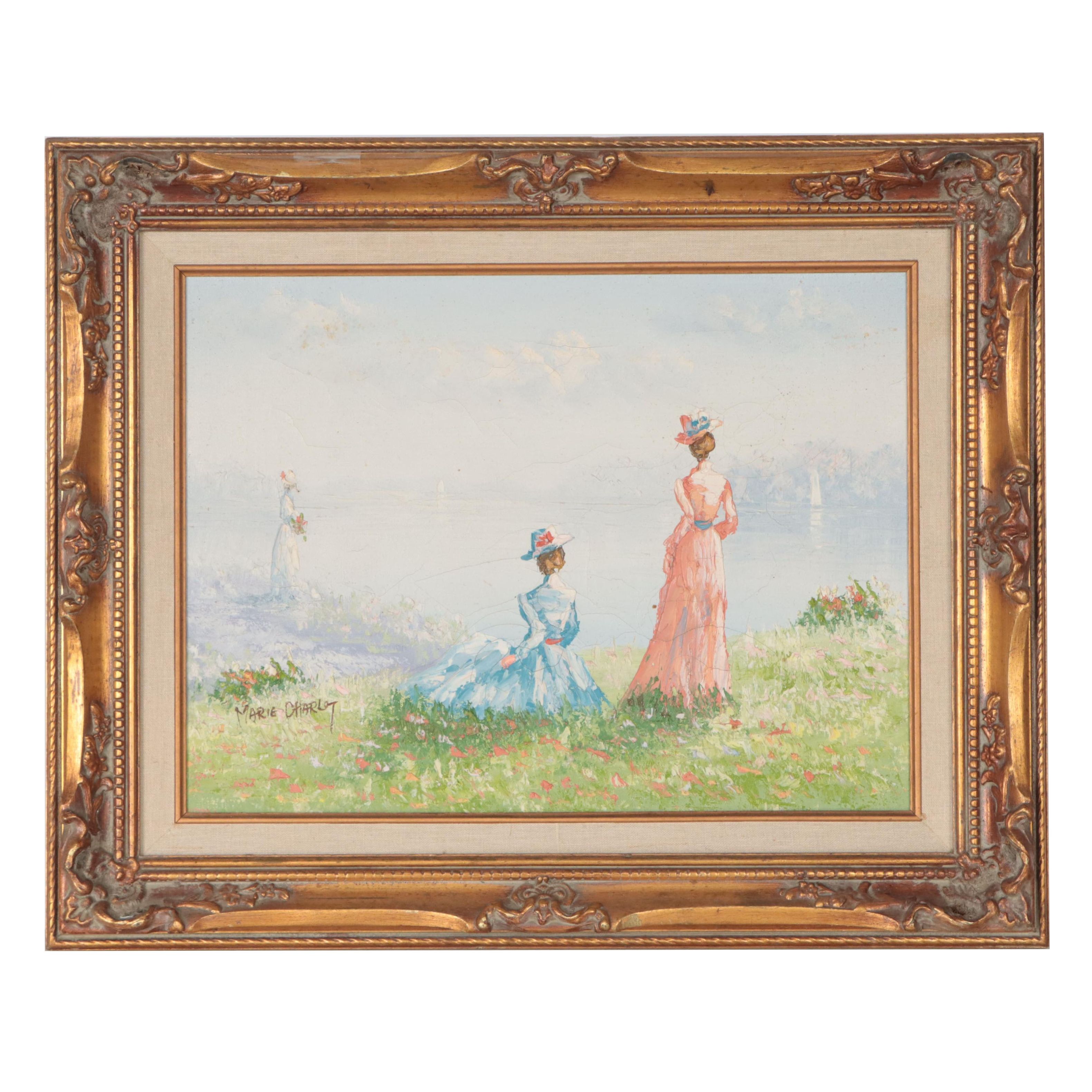 Marie Charley Impressionist Style Coastal Landscape Oil Painting