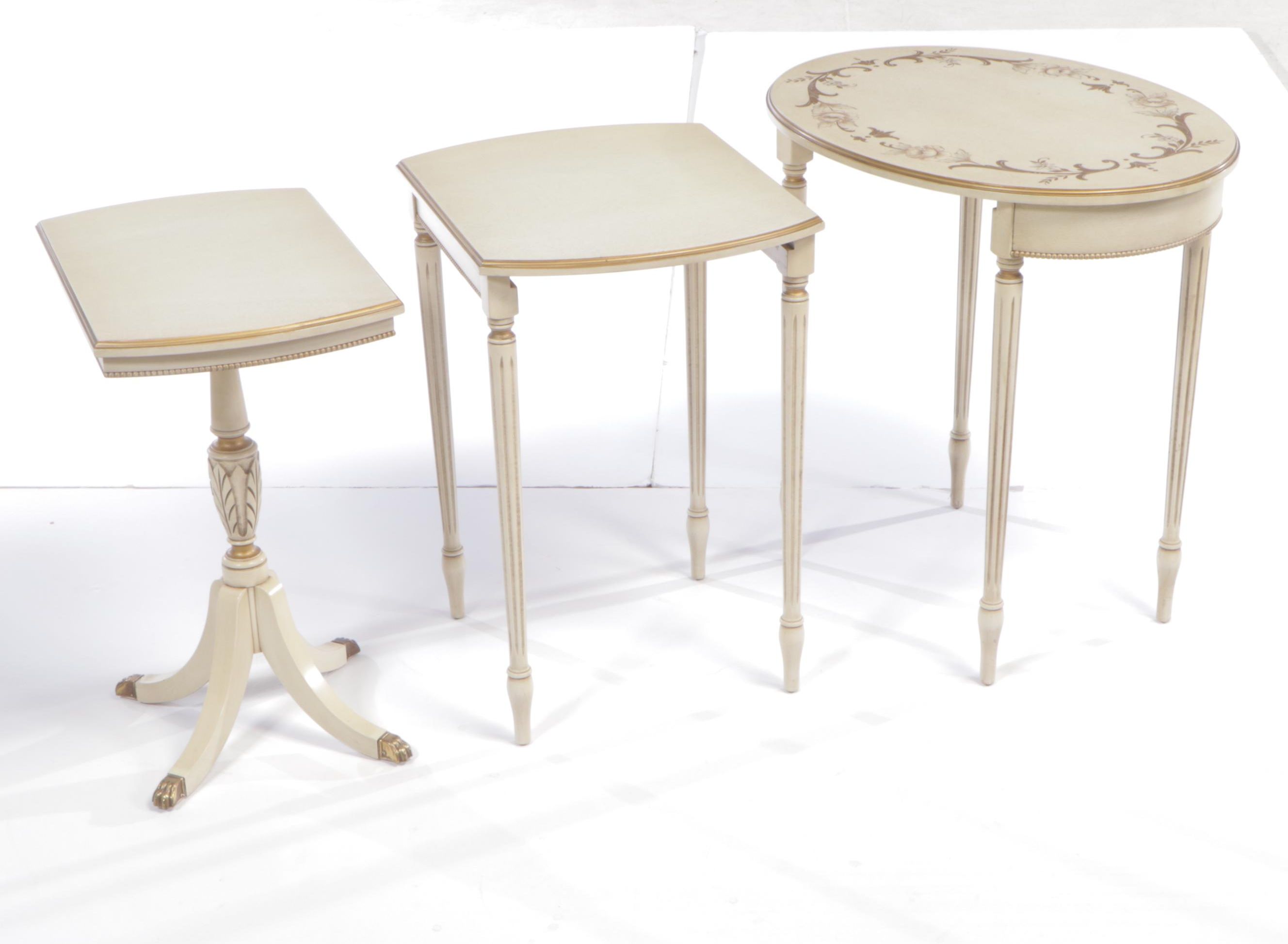 Three Imperial Classical Style Paint-Decorated and Parcel-Gilt Nesting Tables