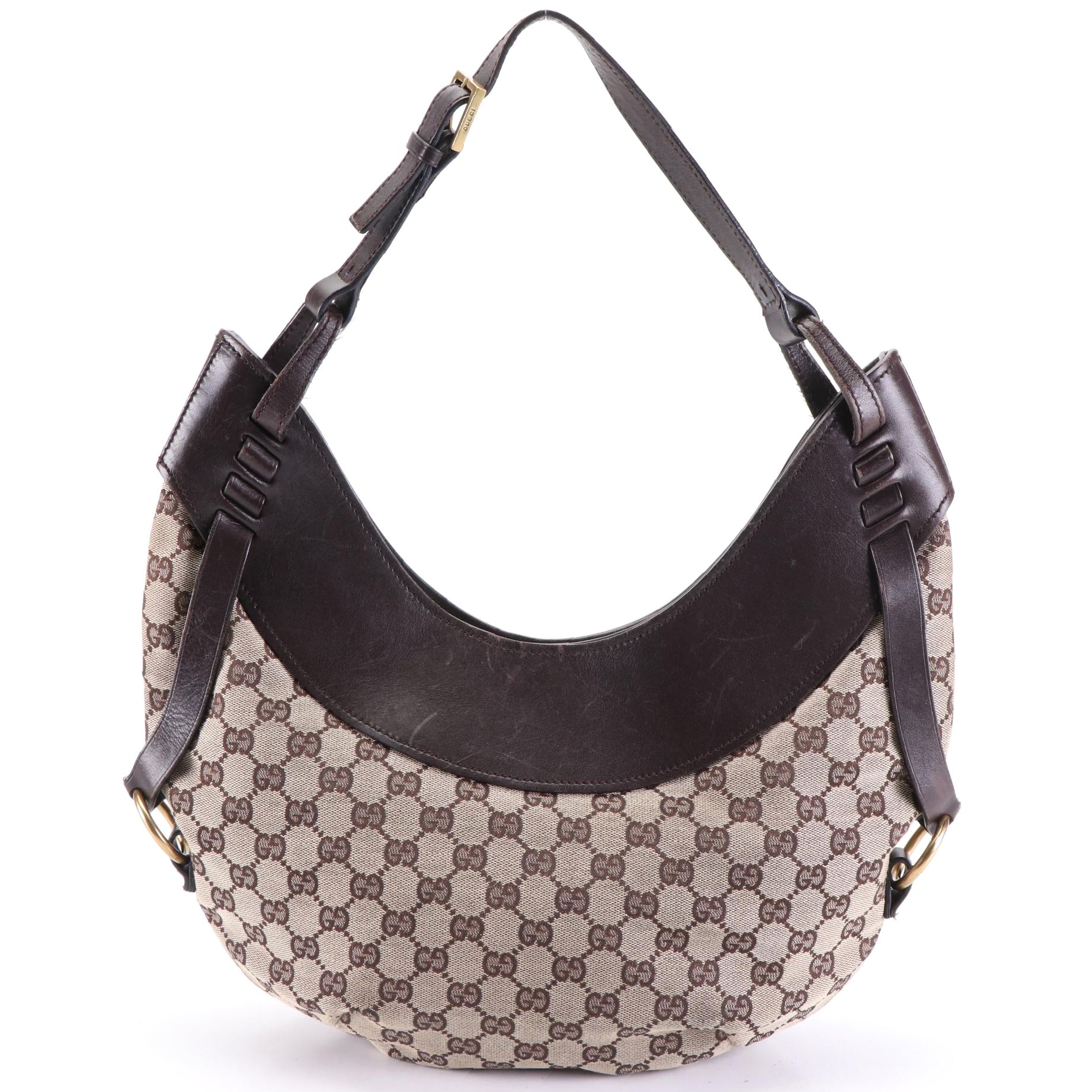 Gucci Half Moon Shoulder Bag in GG Canvas and Leather