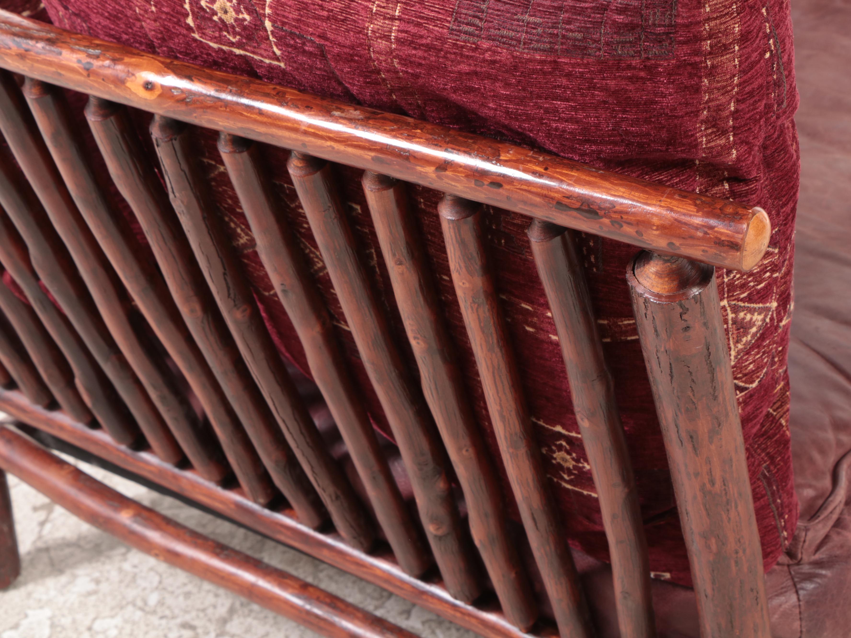 Rustic Twig Sofa with Leather Seat Cushion