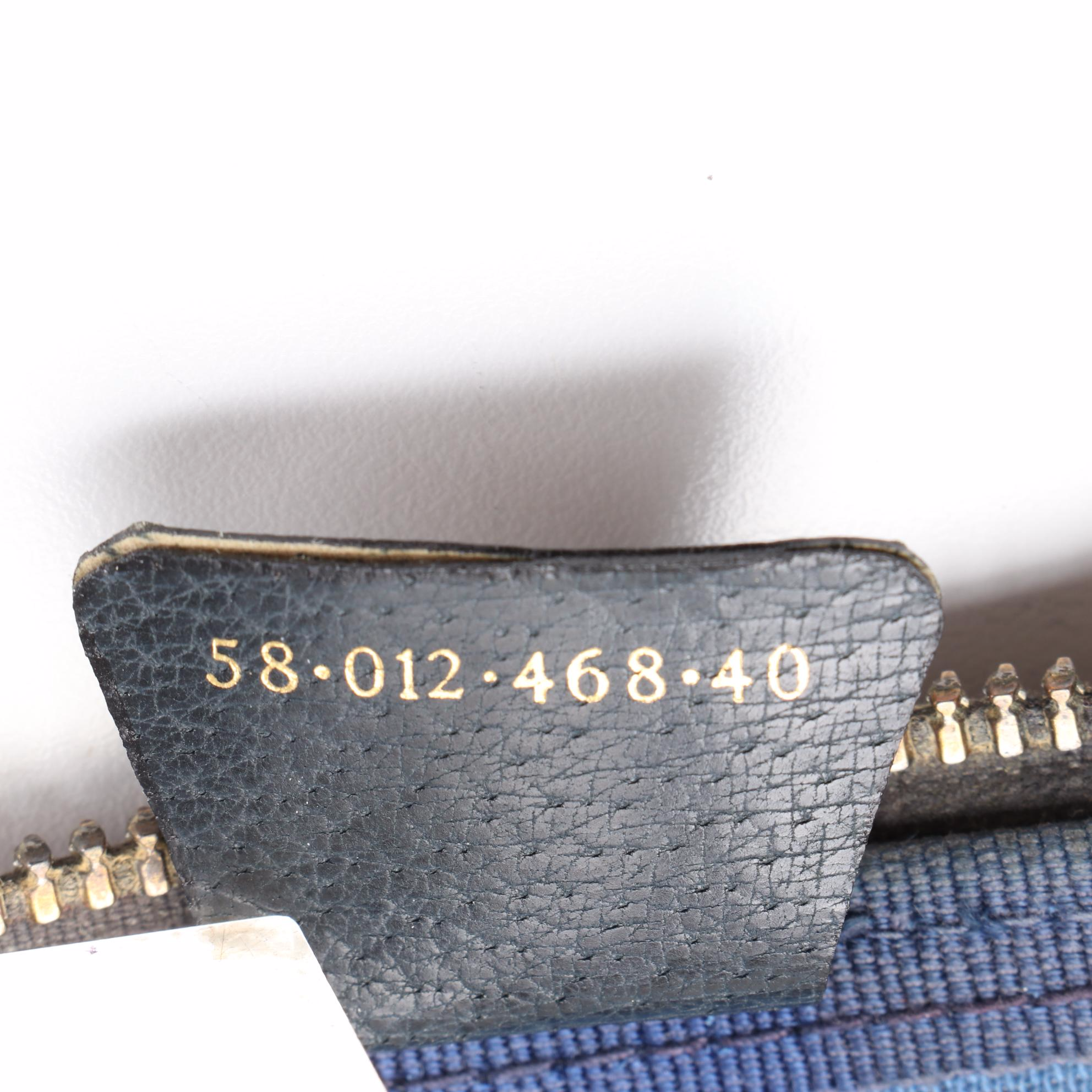 Gucci Boston Bag in Navy GG Supreme Canvas and Cinghiale Leather Trim