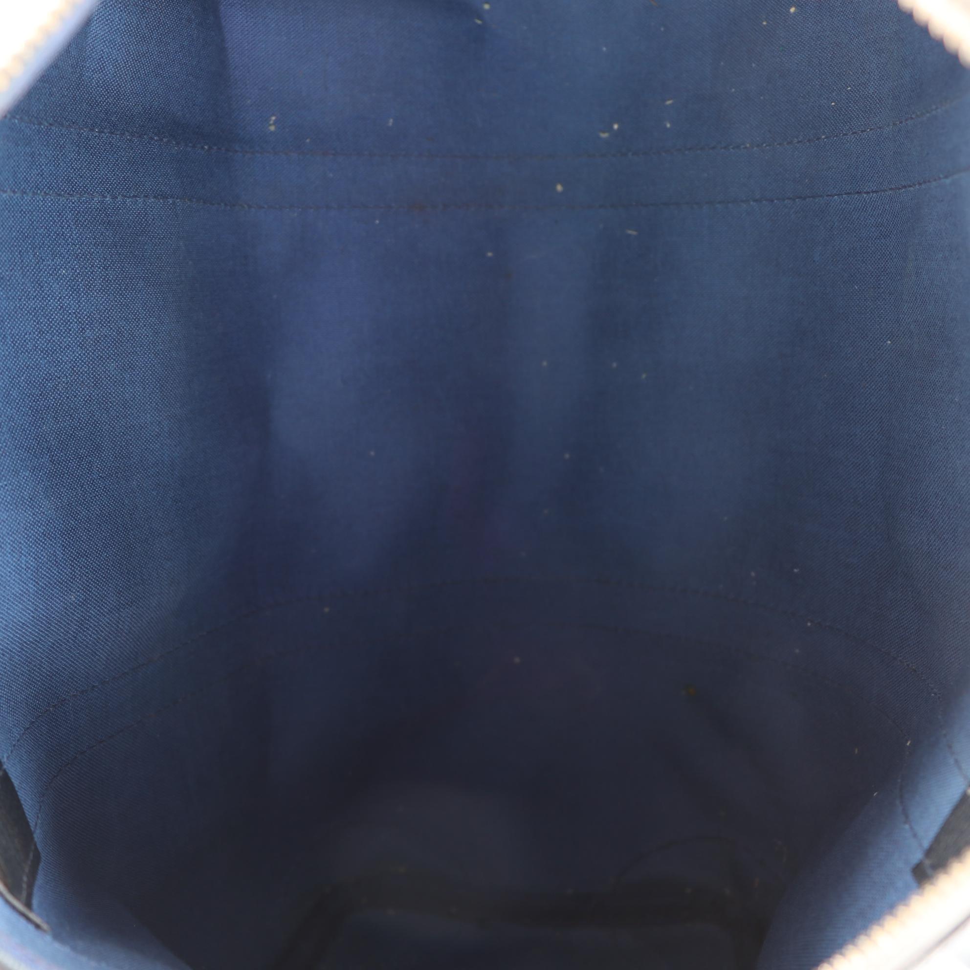 Gucci Boston Bag in Navy GG Supreme Canvas and Cinghiale Leather Trim