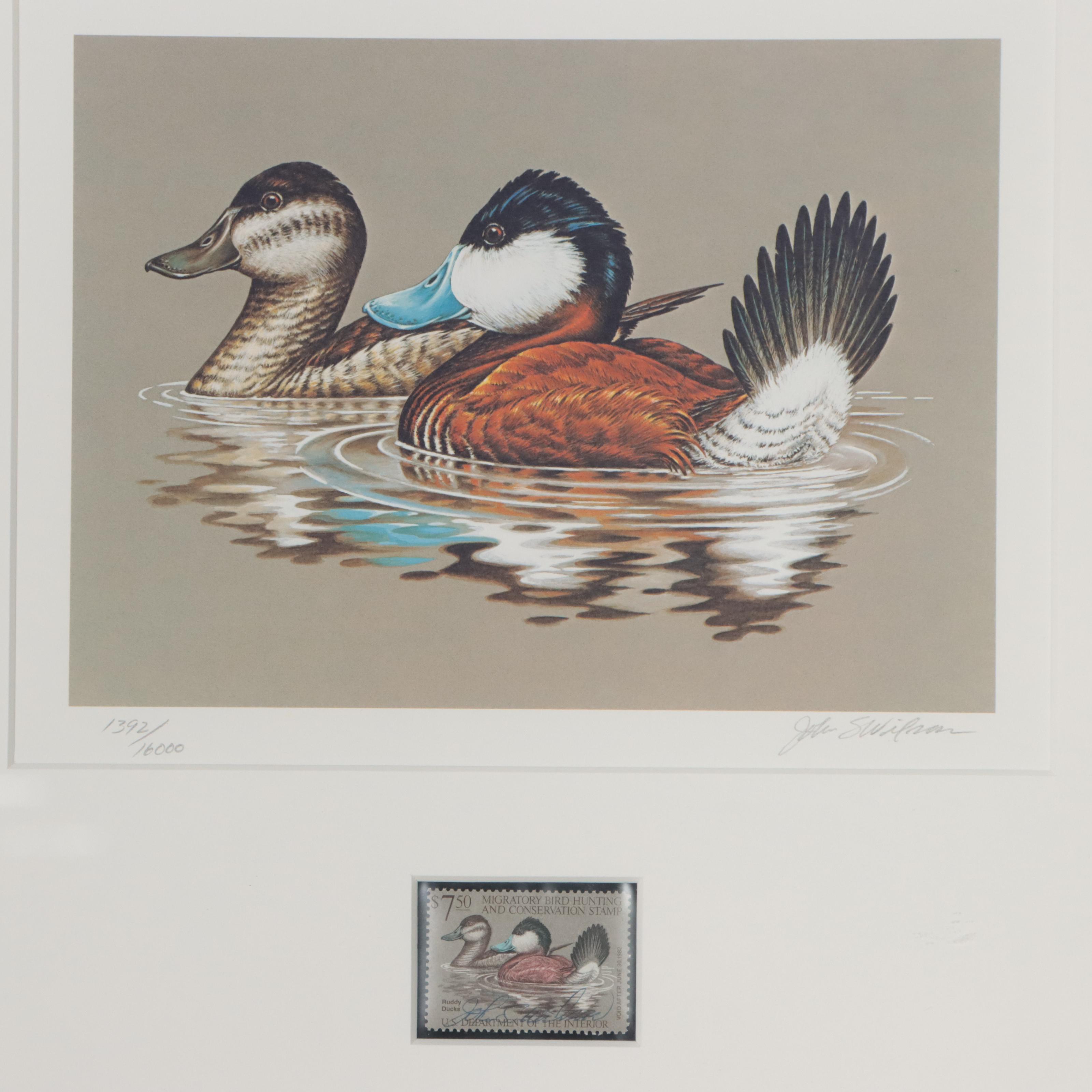 Waterfowl Themed Offset Lithographs and Postage Stamps