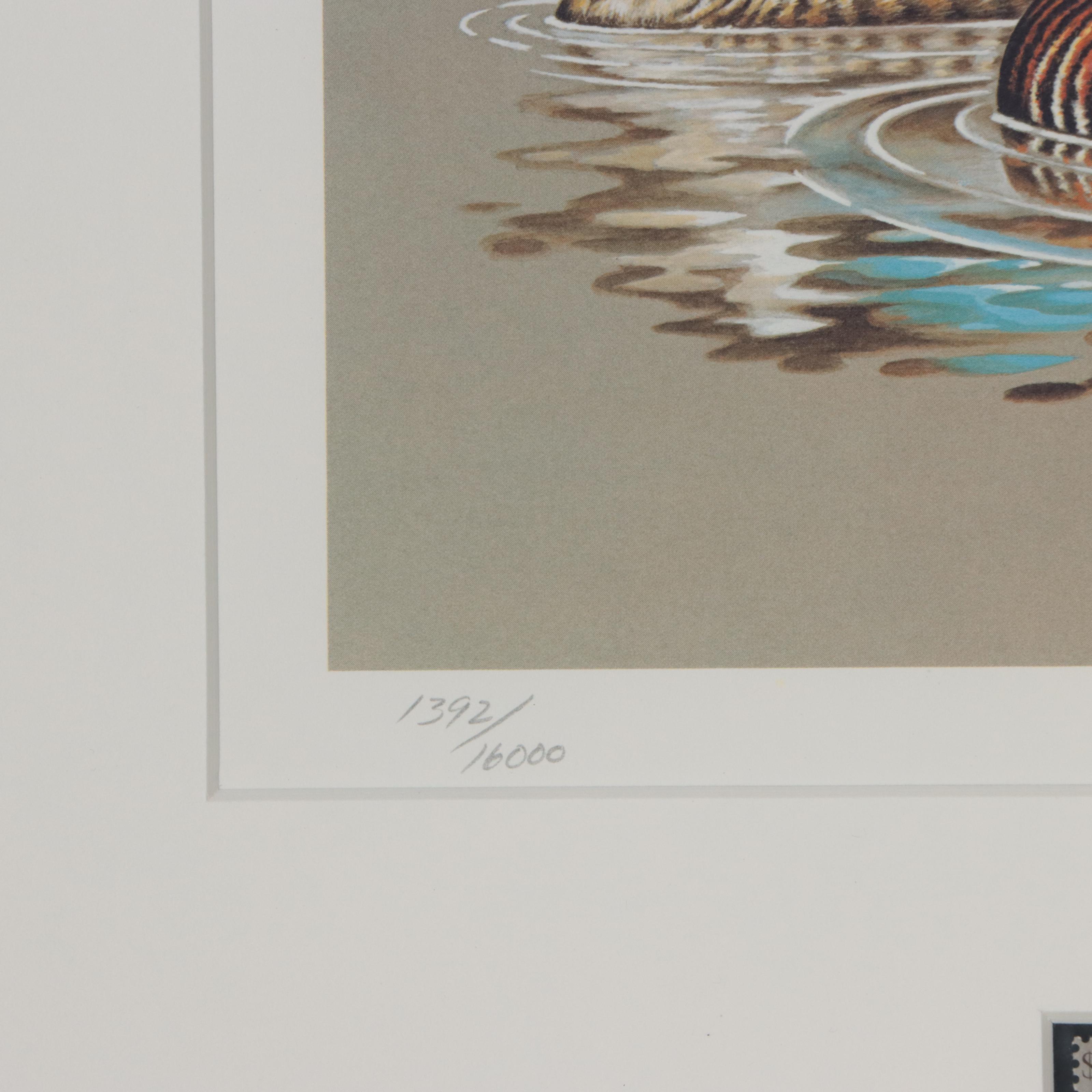 Waterfowl Themed Offset Lithographs and Postage Stamps