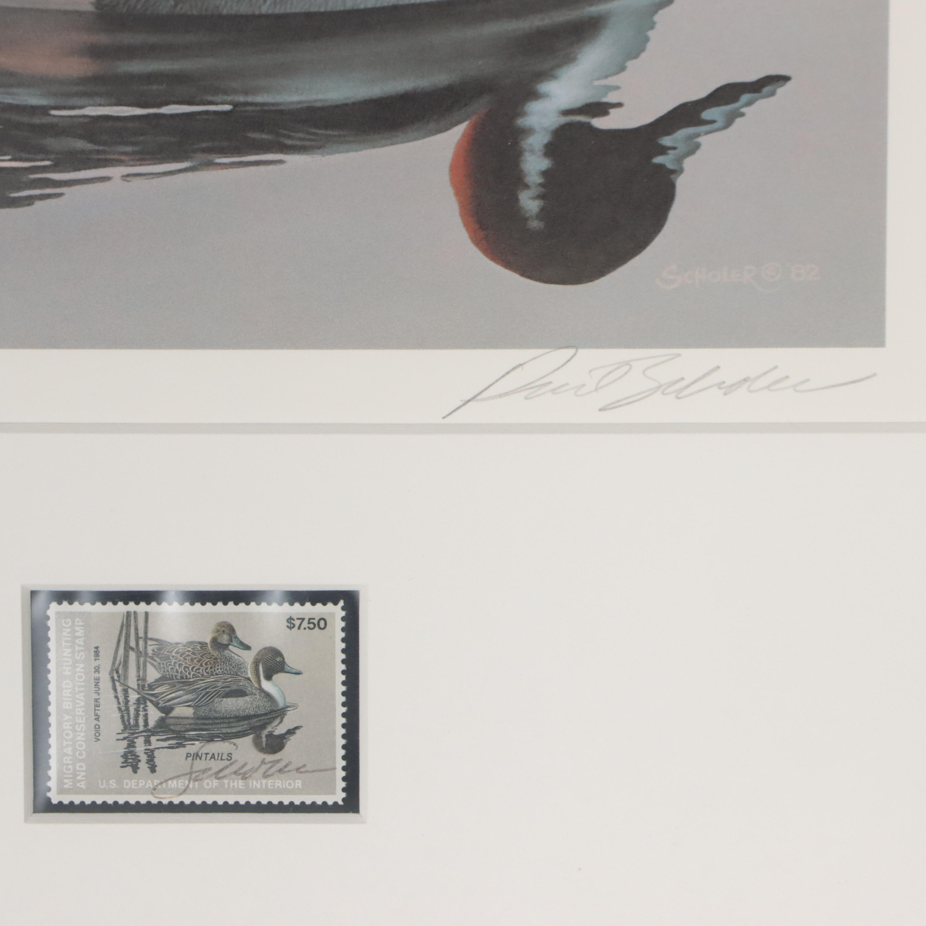 Waterfowl Themed Offset Lithographs and Postage Stamps