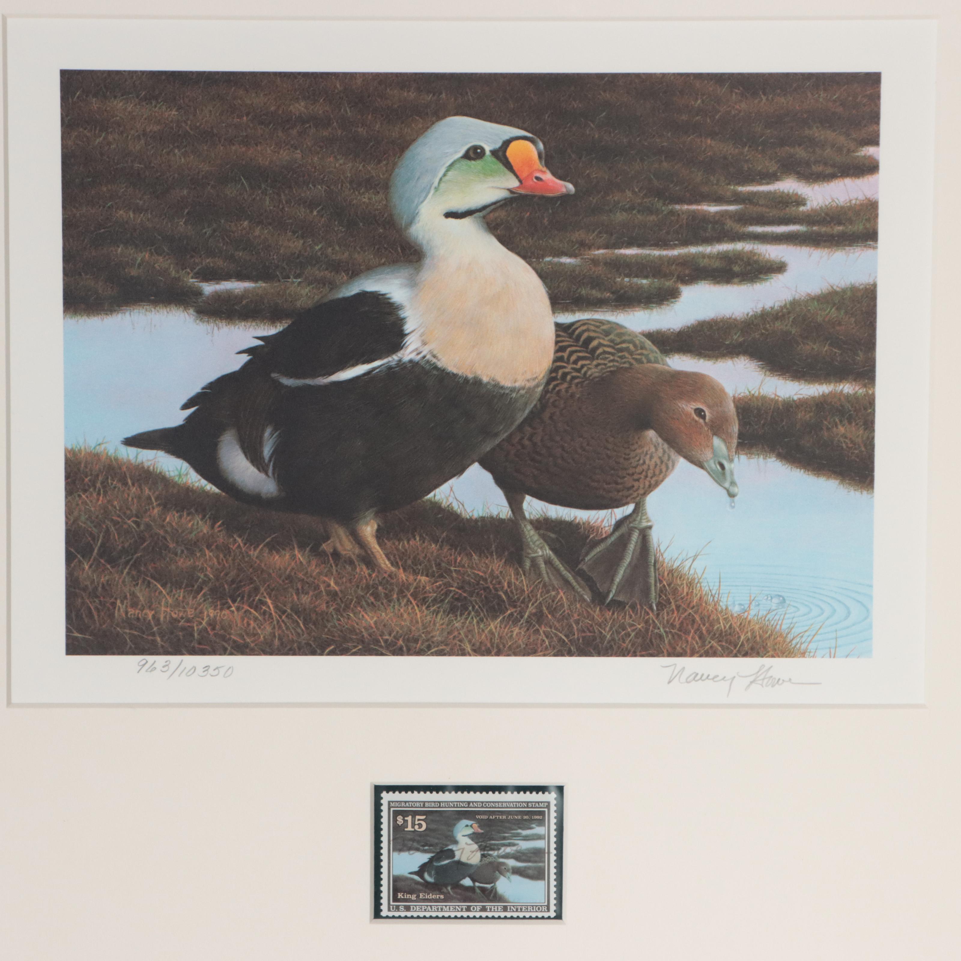 Waterfowl Themed Offset Lithographs and Postage Stamps