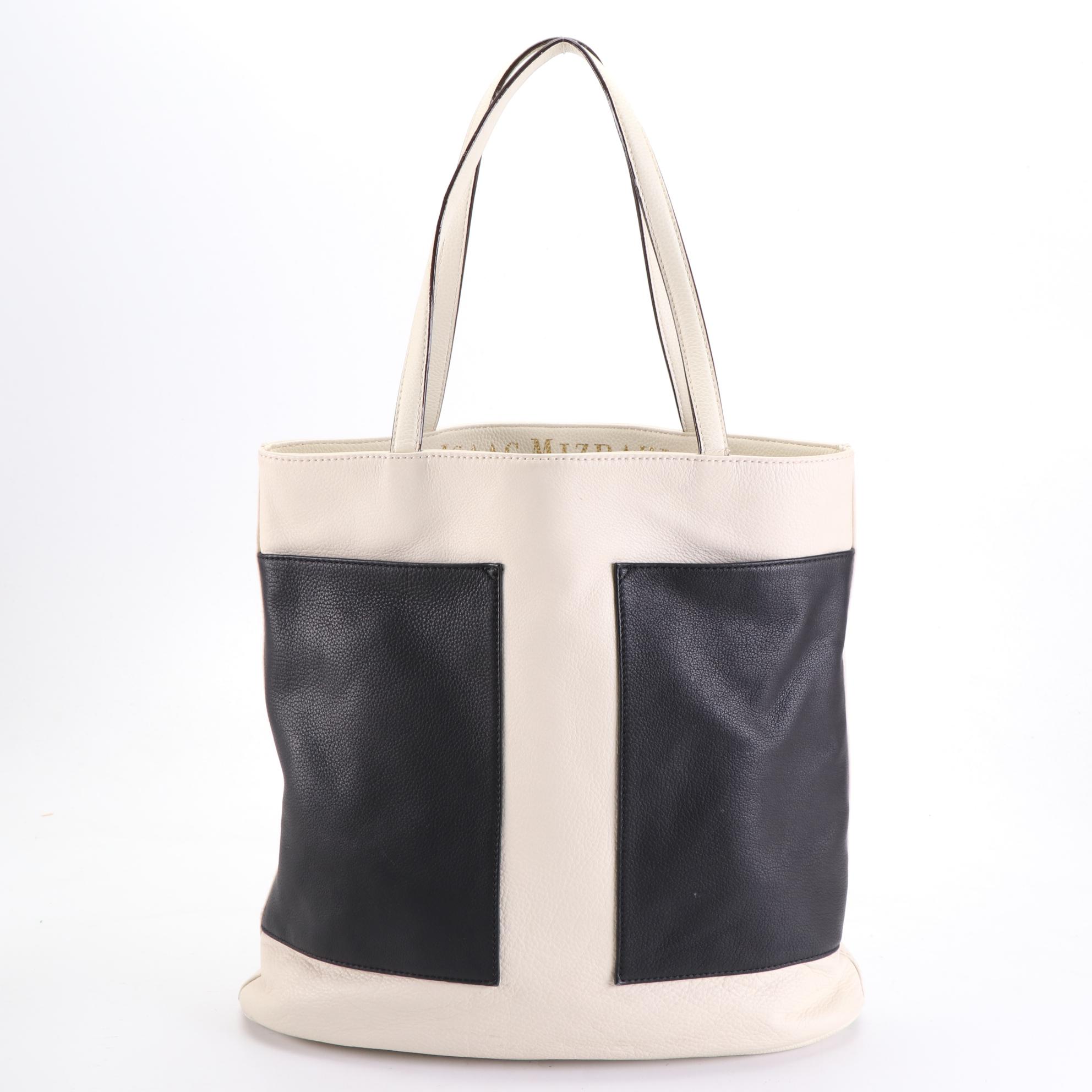 Isaac Mizrahi Bicolor Leather Tote and Flynn Off-White Leather Shoulder Bags