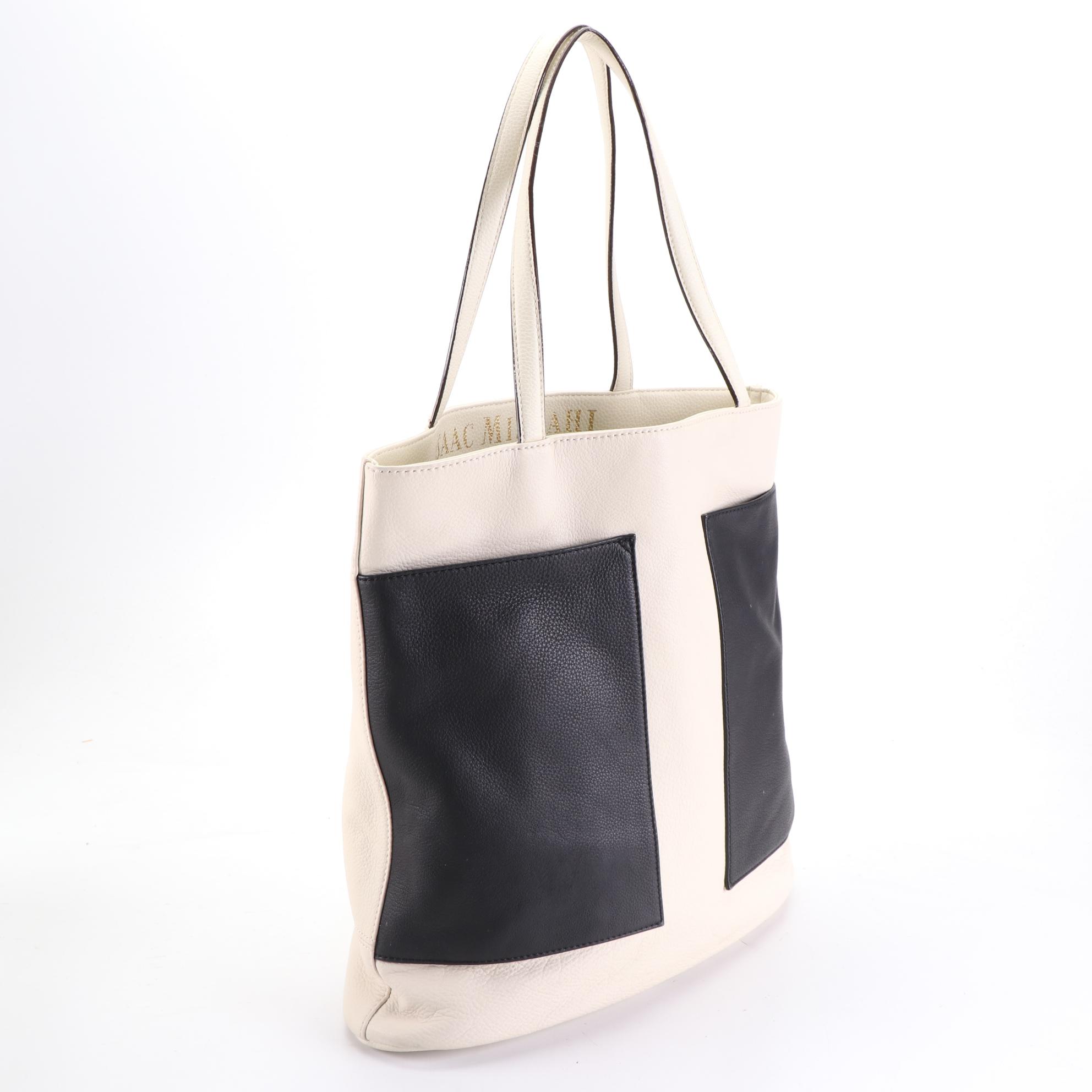 Isaac Mizrahi Bicolor Leather Tote and Flynn Off-White Leather Shoulder Bags