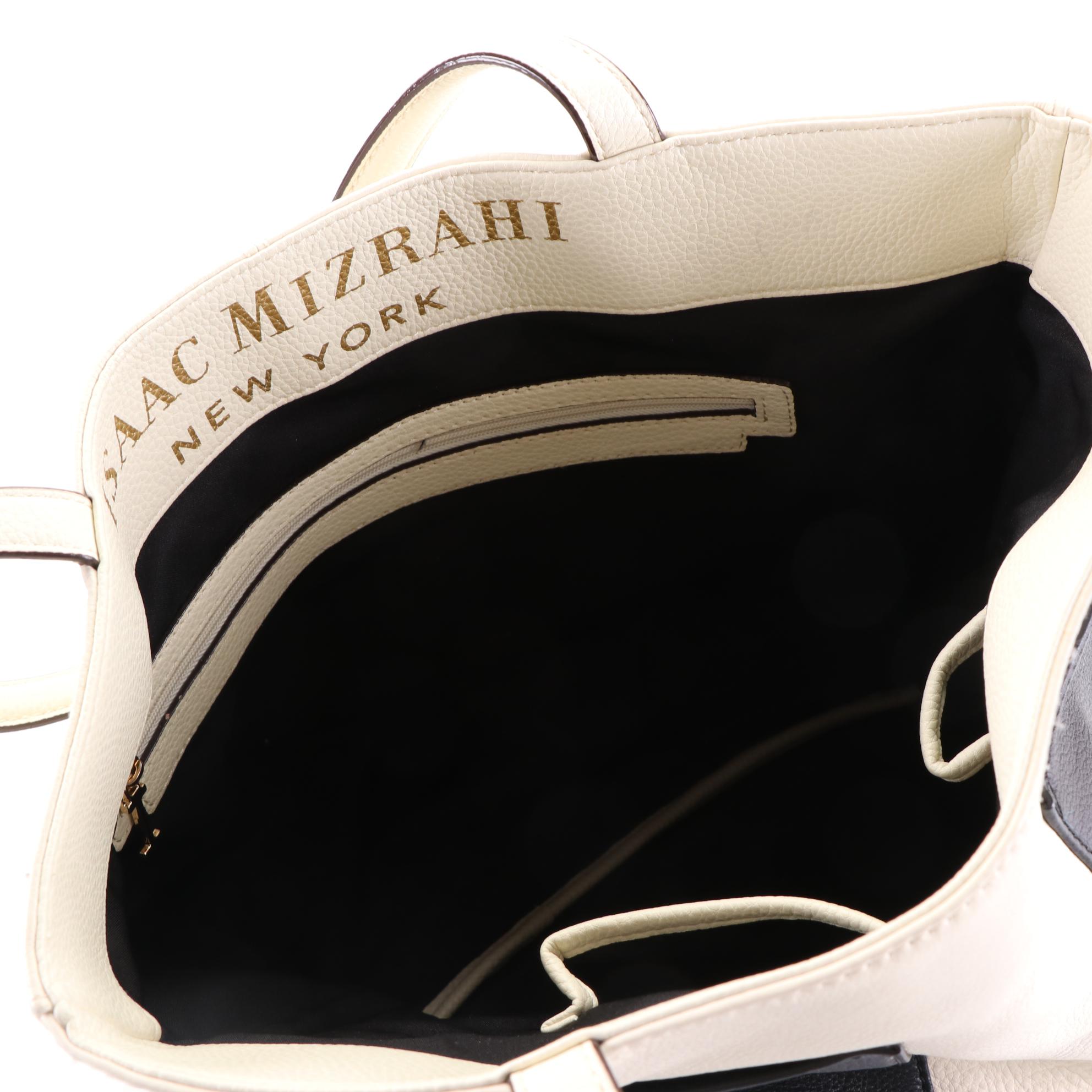 Isaac Mizrahi Bicolor Leather Tote and Flynn Off-White Leather Shoulder Bags