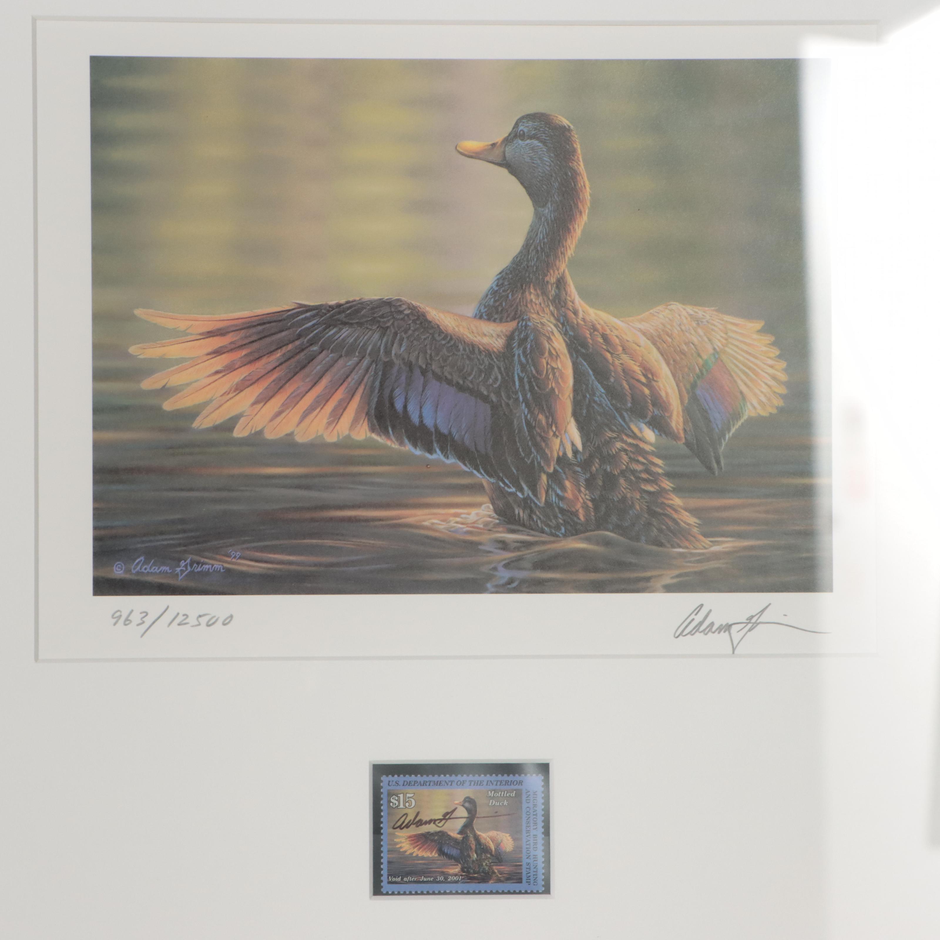 Waterfowl Themed Offset Lithographs and Postage Stamps