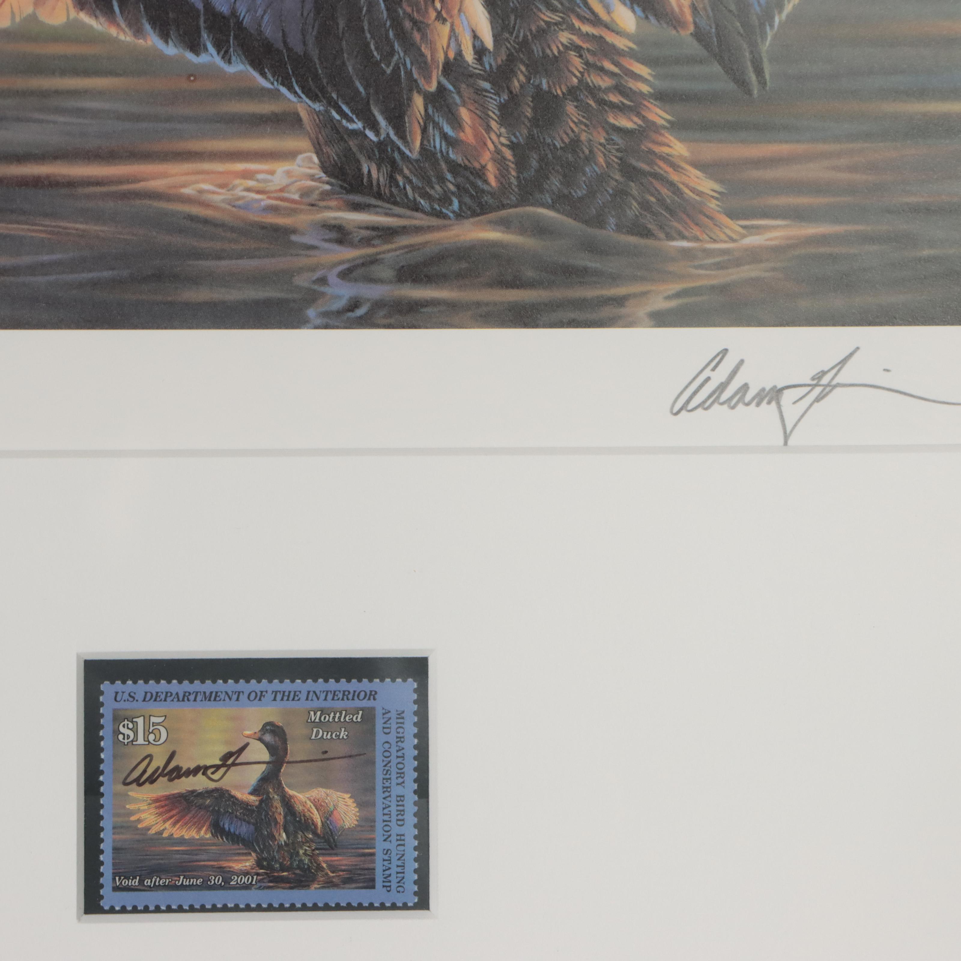 Waterfowl Themed Offset Lithographs and Postage Stamps