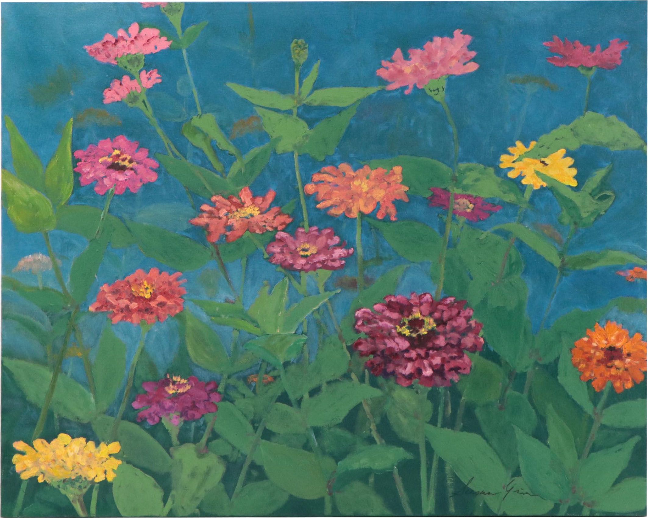 Susan Grier Floral Oil Painting, 21st Century