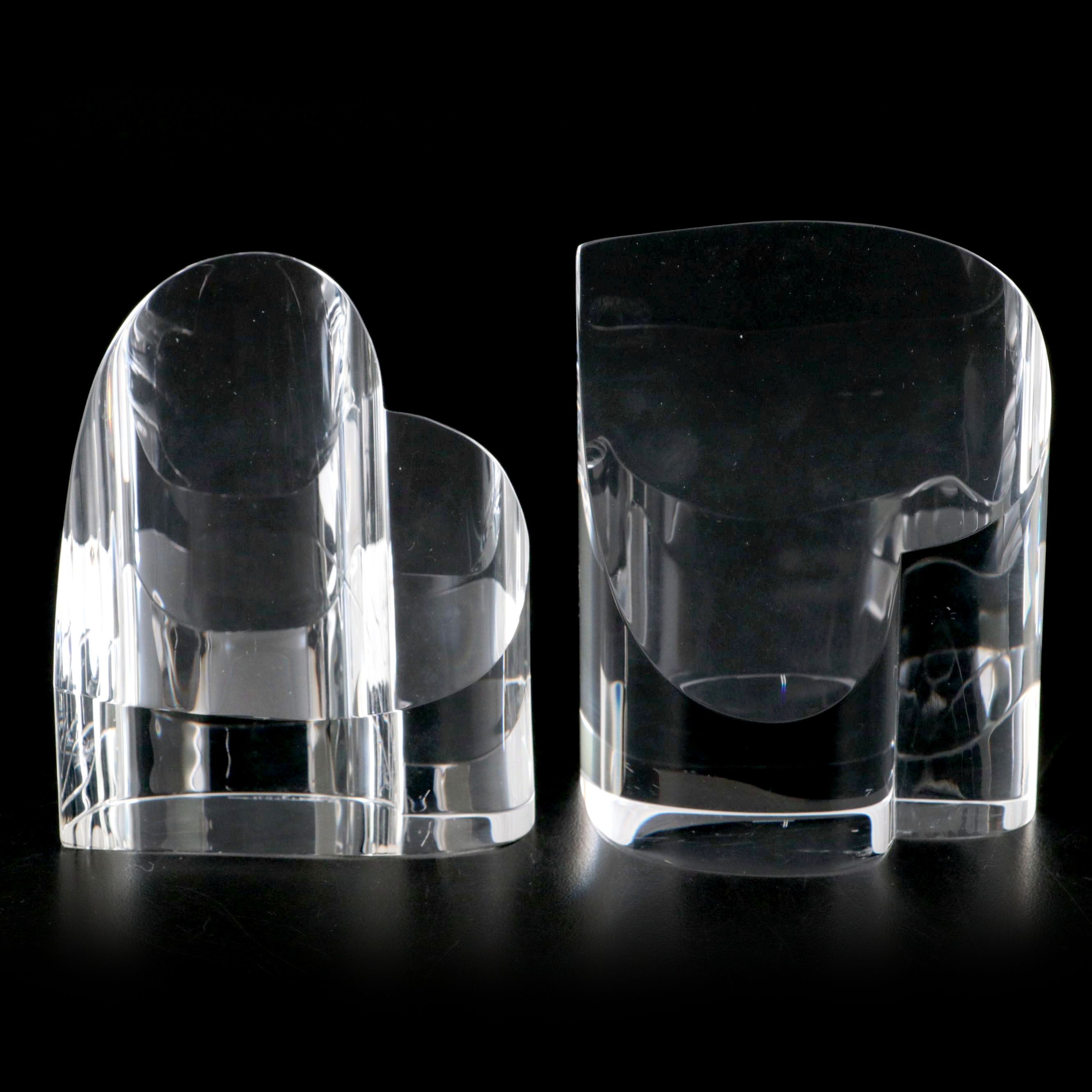 Steuben Art Glass "Heart Point Up" and "Heart Point Down" Paperweights