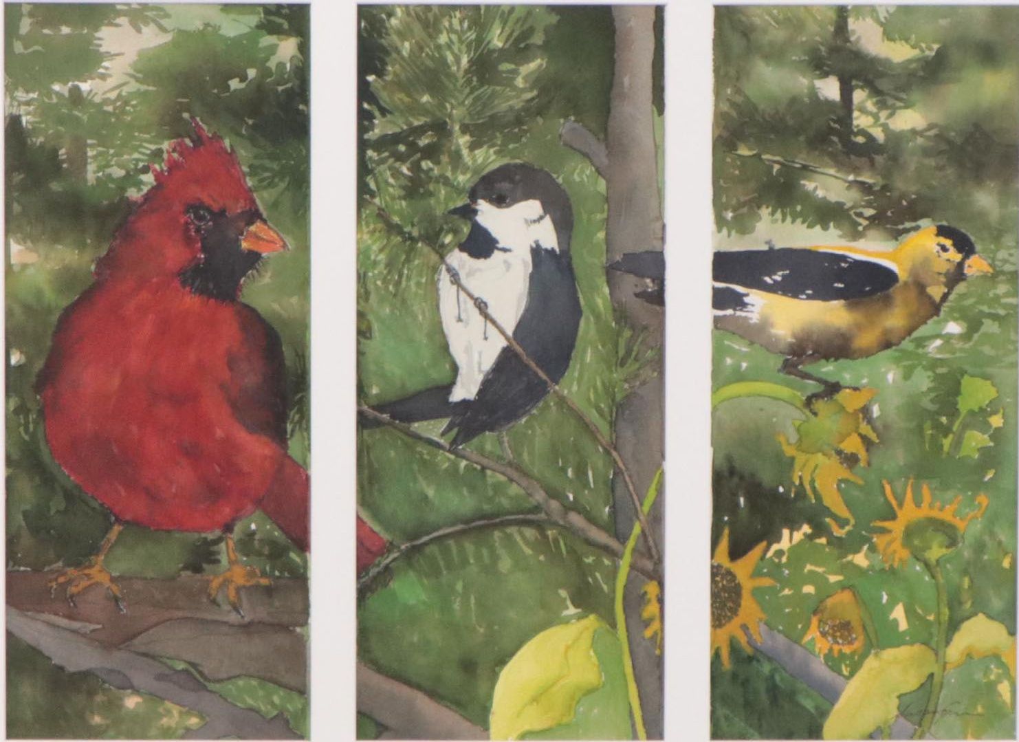 Susan Grier Watercolor Painting "Bird Watching," 21st Century