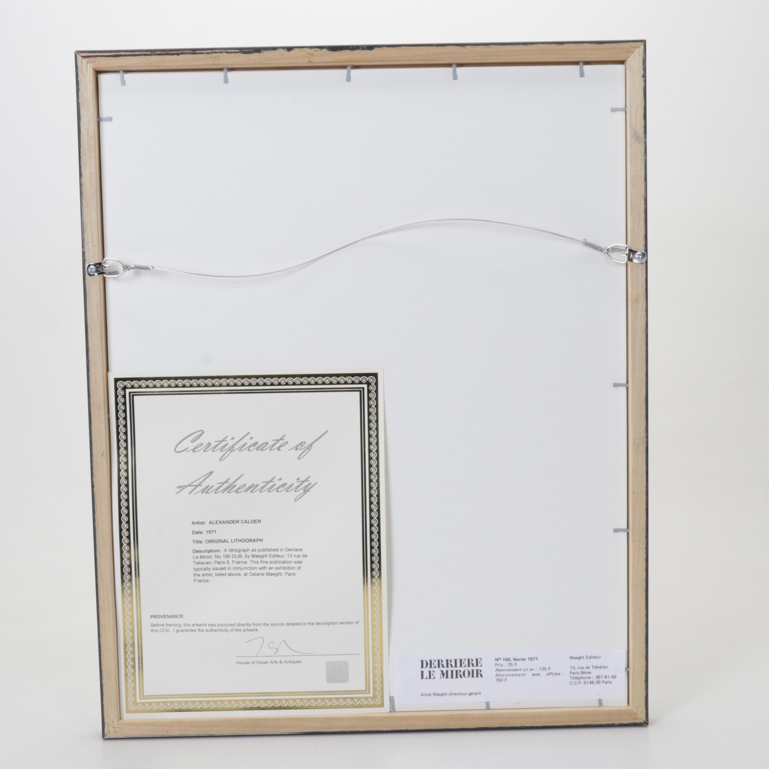 Alexander Calder Color Lithograph for "Derrière le Miroir," 1971