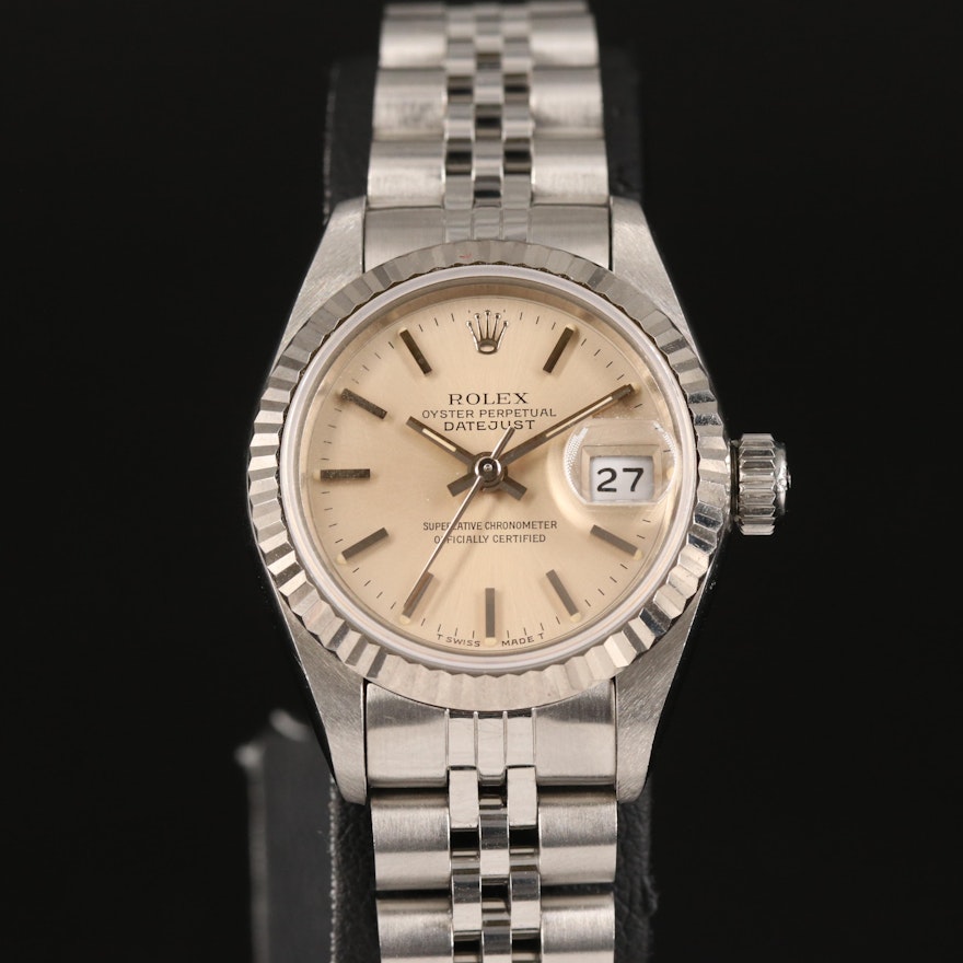 1990 Rolex 18K and Stainless Steel Oyster Perpetual Datejust Wristwatch