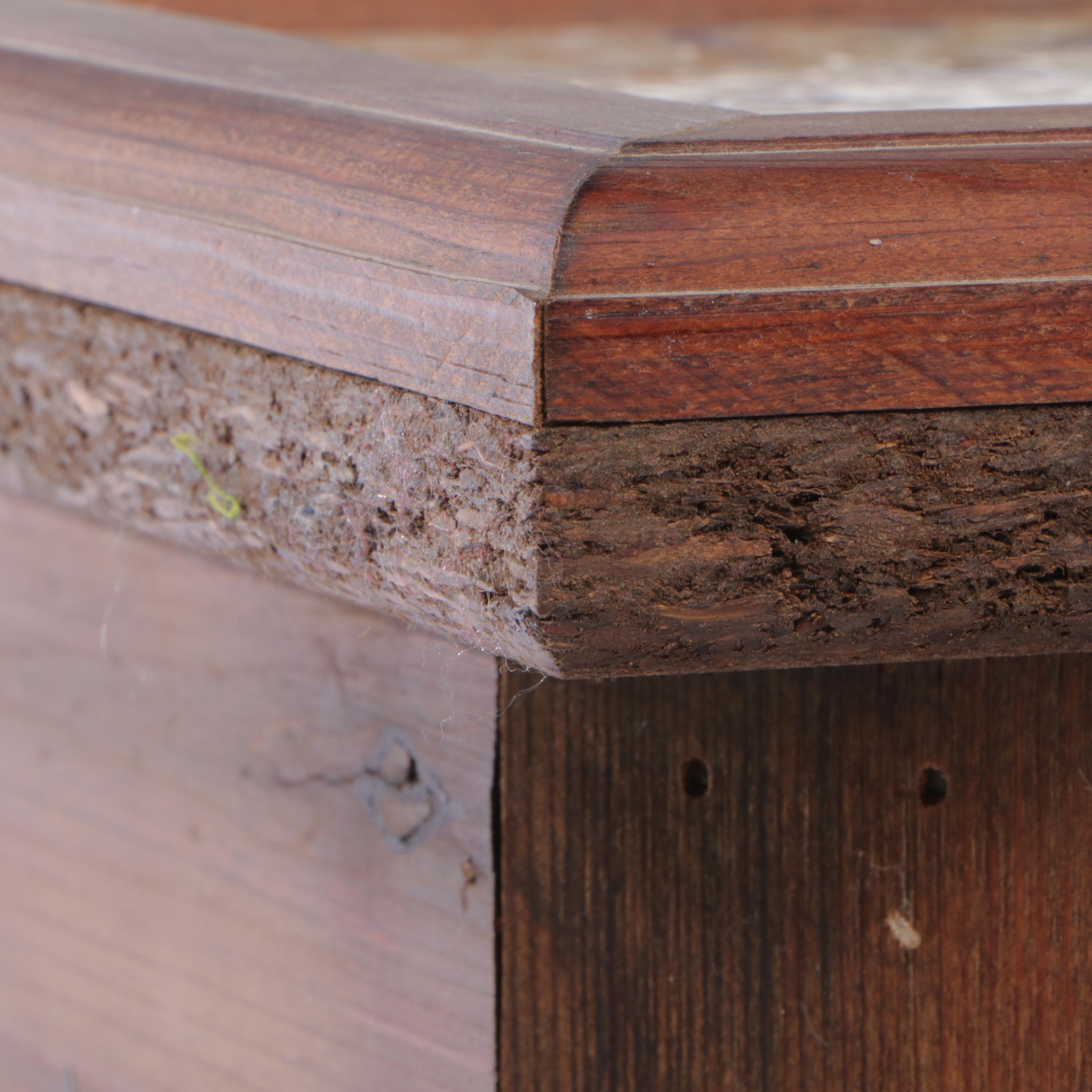 Pine and Ceramic Tile-Top Plant Stand