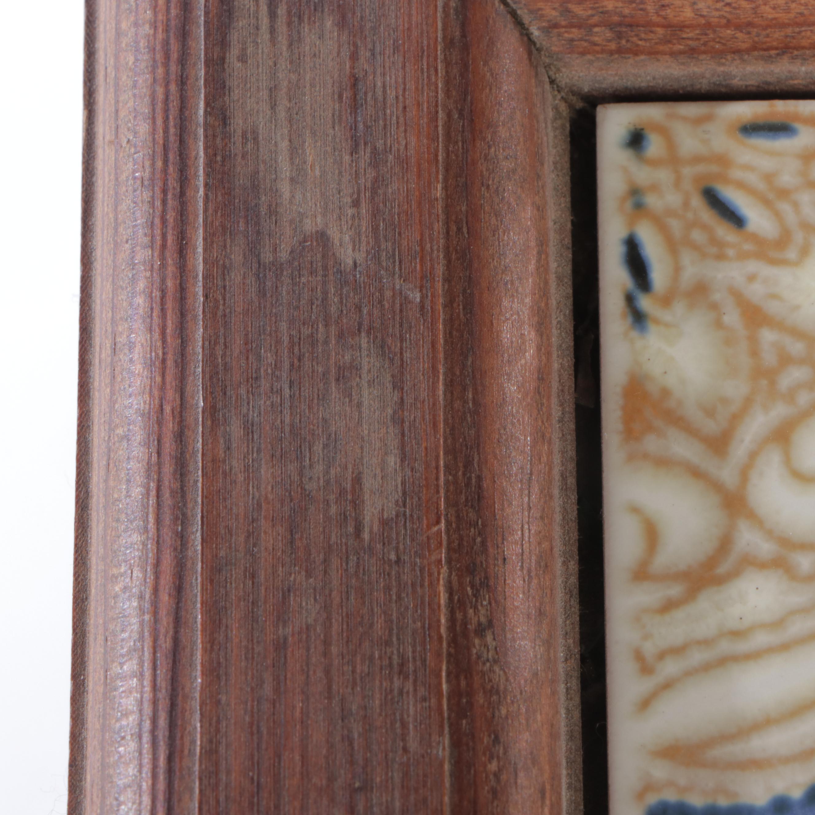 Pine and Ceramic Tile-Top Plant Stand