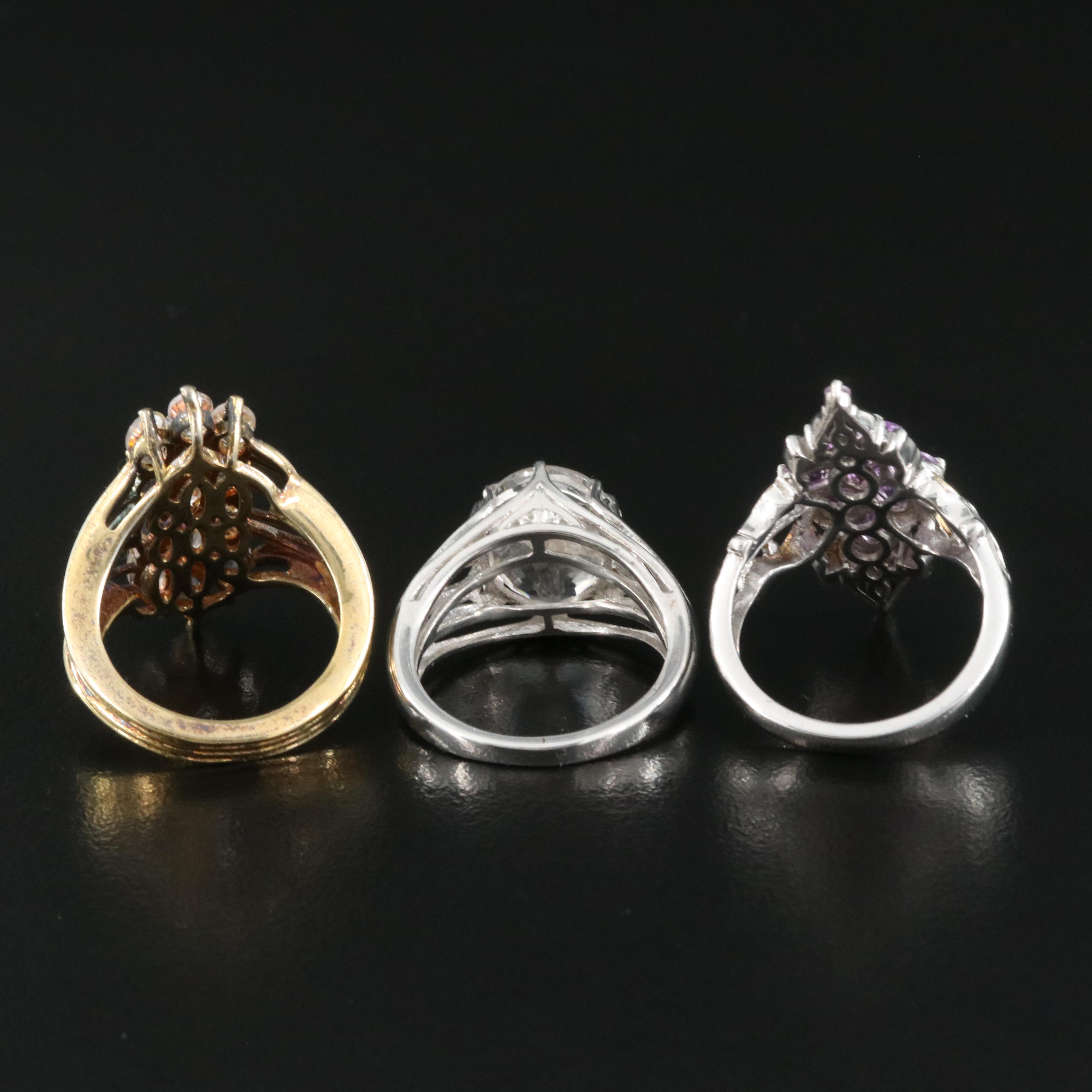 Sterling Rings Including Spodumene, Goshenite and Pink Sapphire