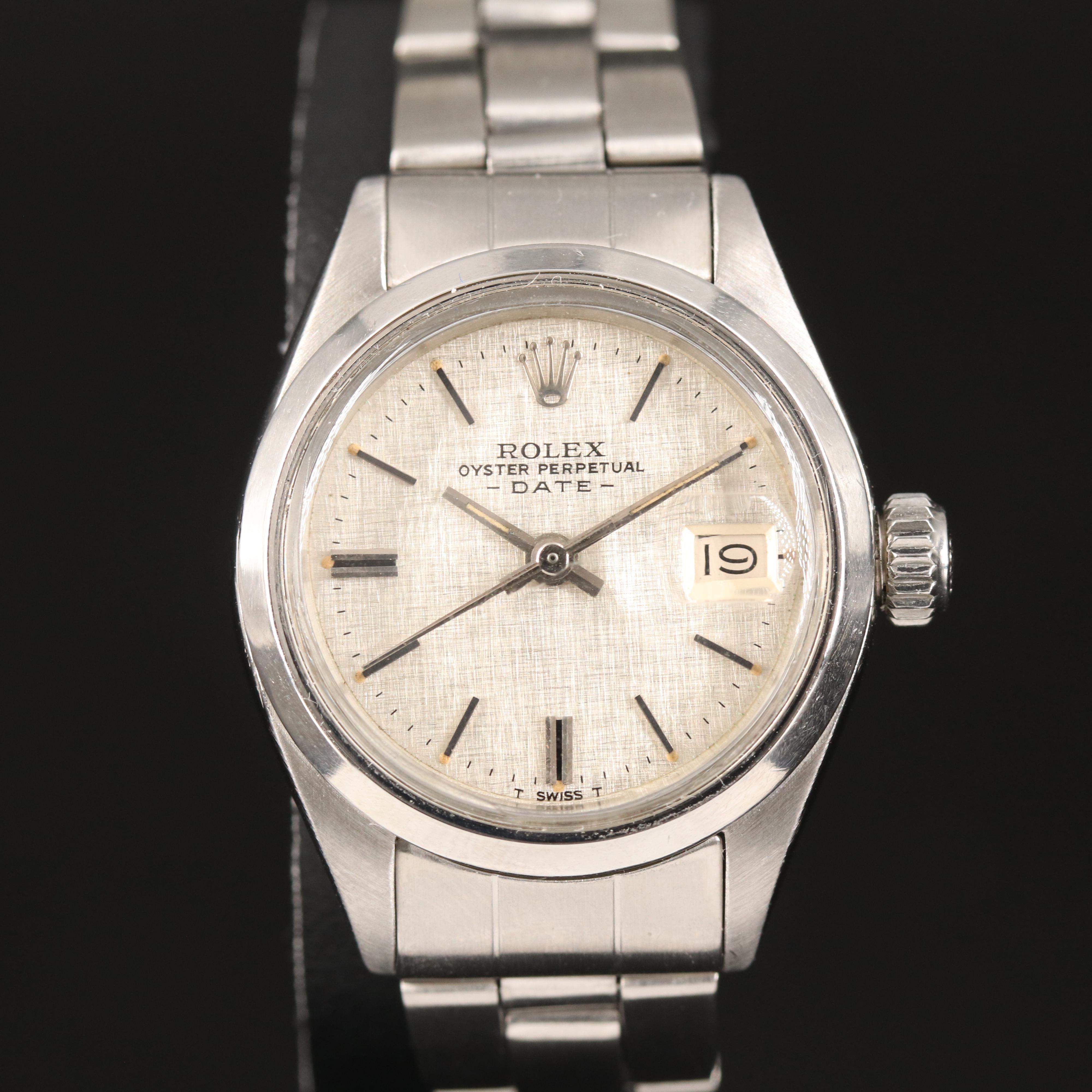 Vintage Rolex Oyster Perpetual Stainless Steel Date Watch