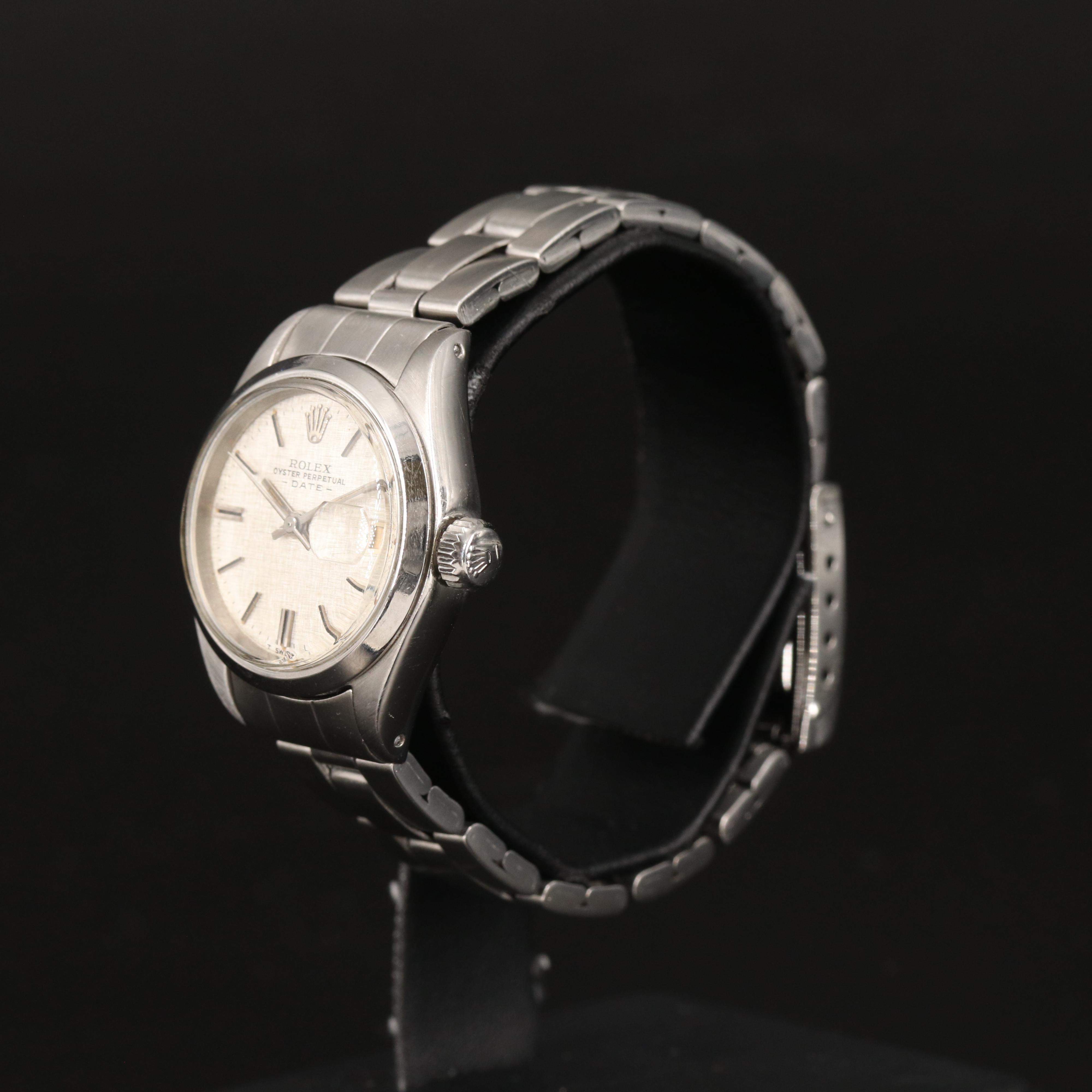 Vintage Rolex Oyster Perpetual Stainless Steel Date Watch