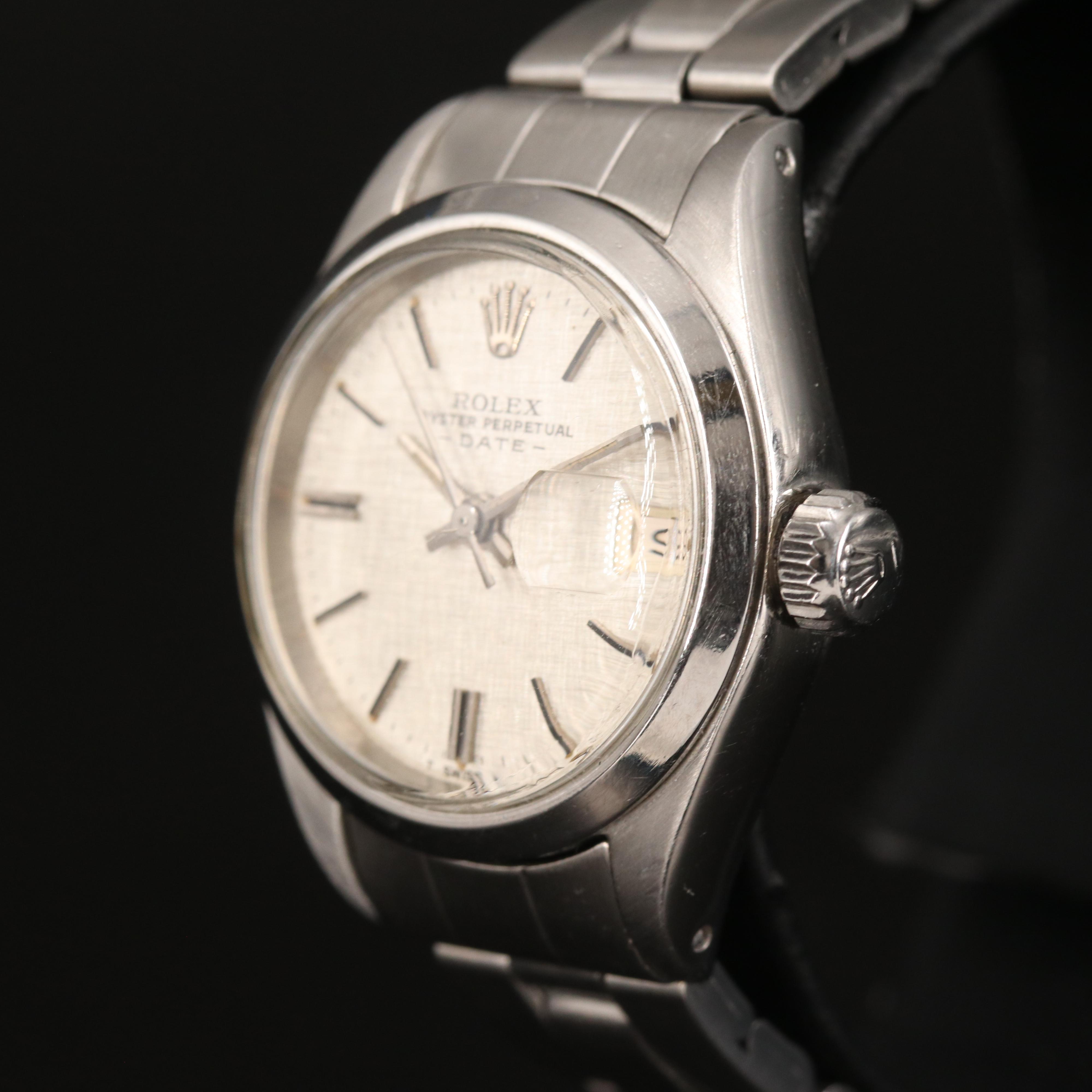Vintage Rolex Oyster Perpetual Stainless Steel Date Watch