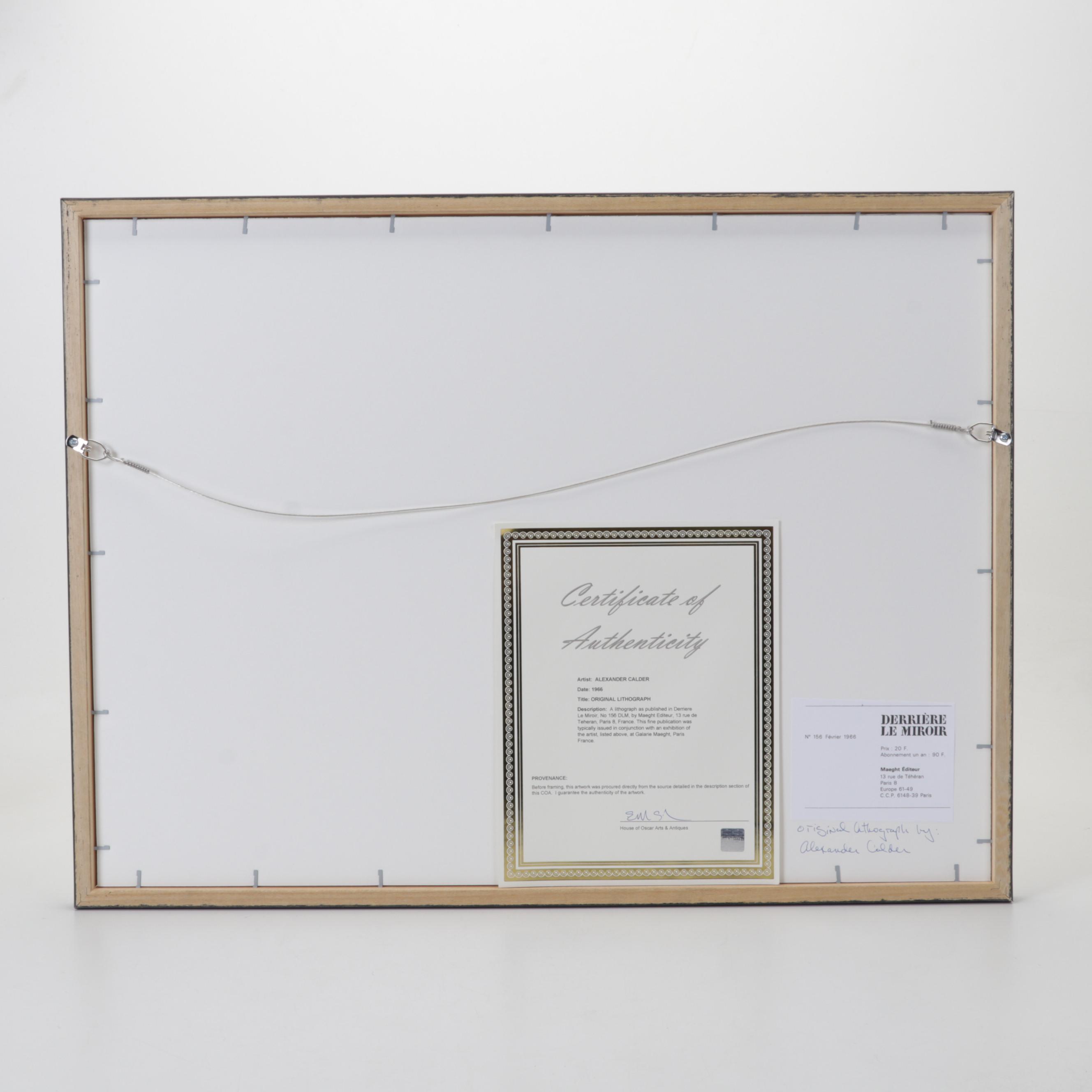 Alexander Calder Double-Page Color Lithograph for "Derrière le Miroir," 1966