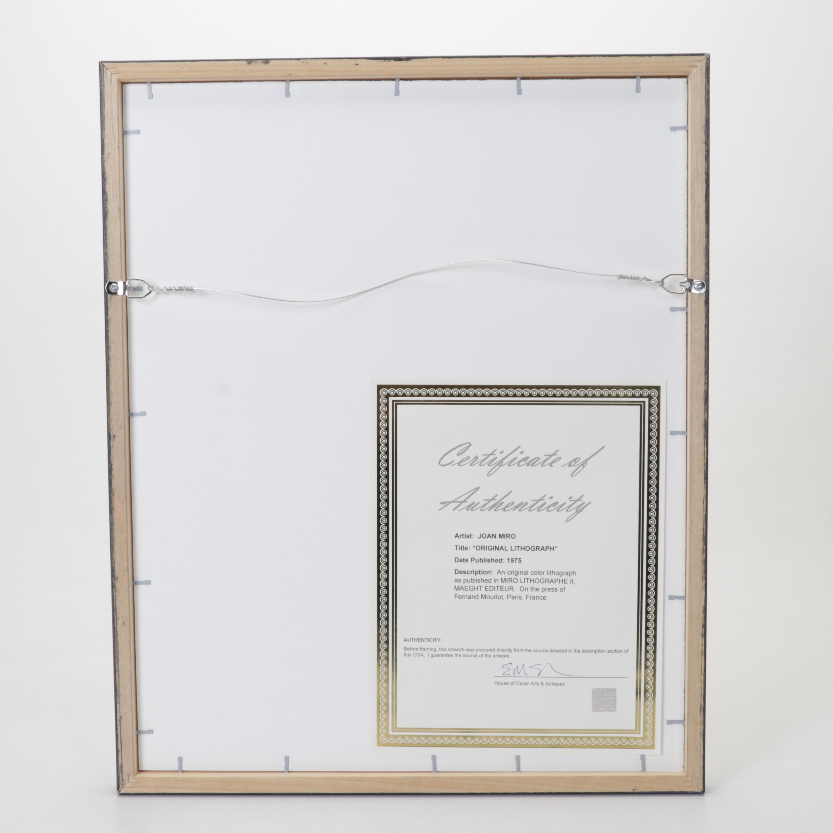 Joan Miró Color Lithograph From "Lithographs II," 1975