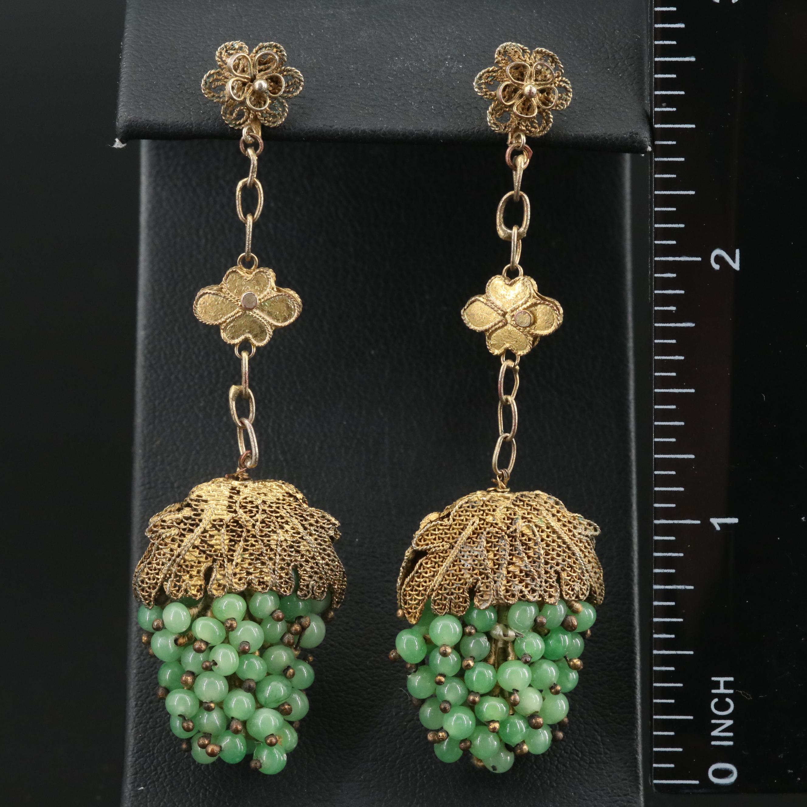 Vintage Sterling Filigree Earrings with Rosettes and Grape Clusters