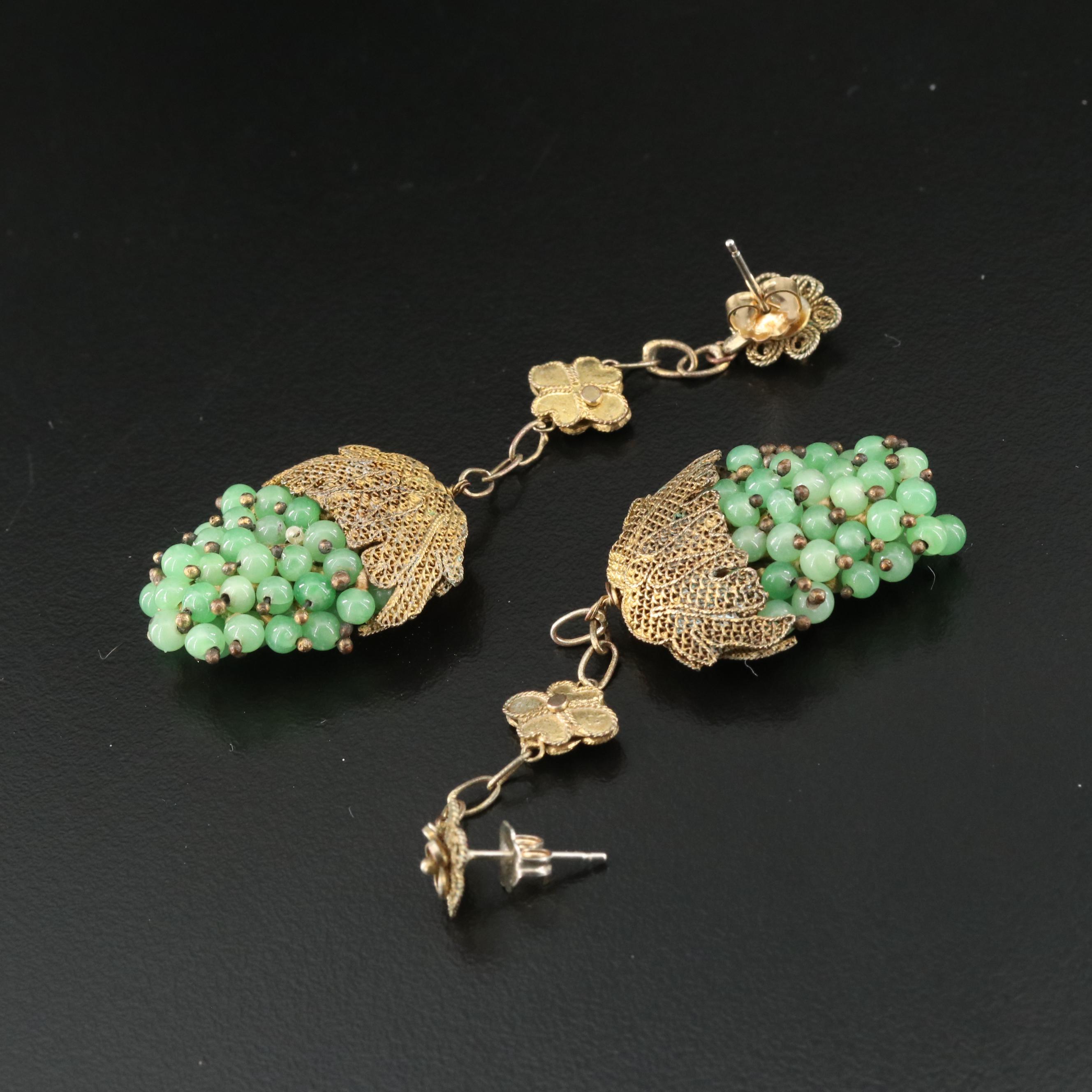 Vintage Sterling Filigree Earrings with Rosettes and Grape Clusters