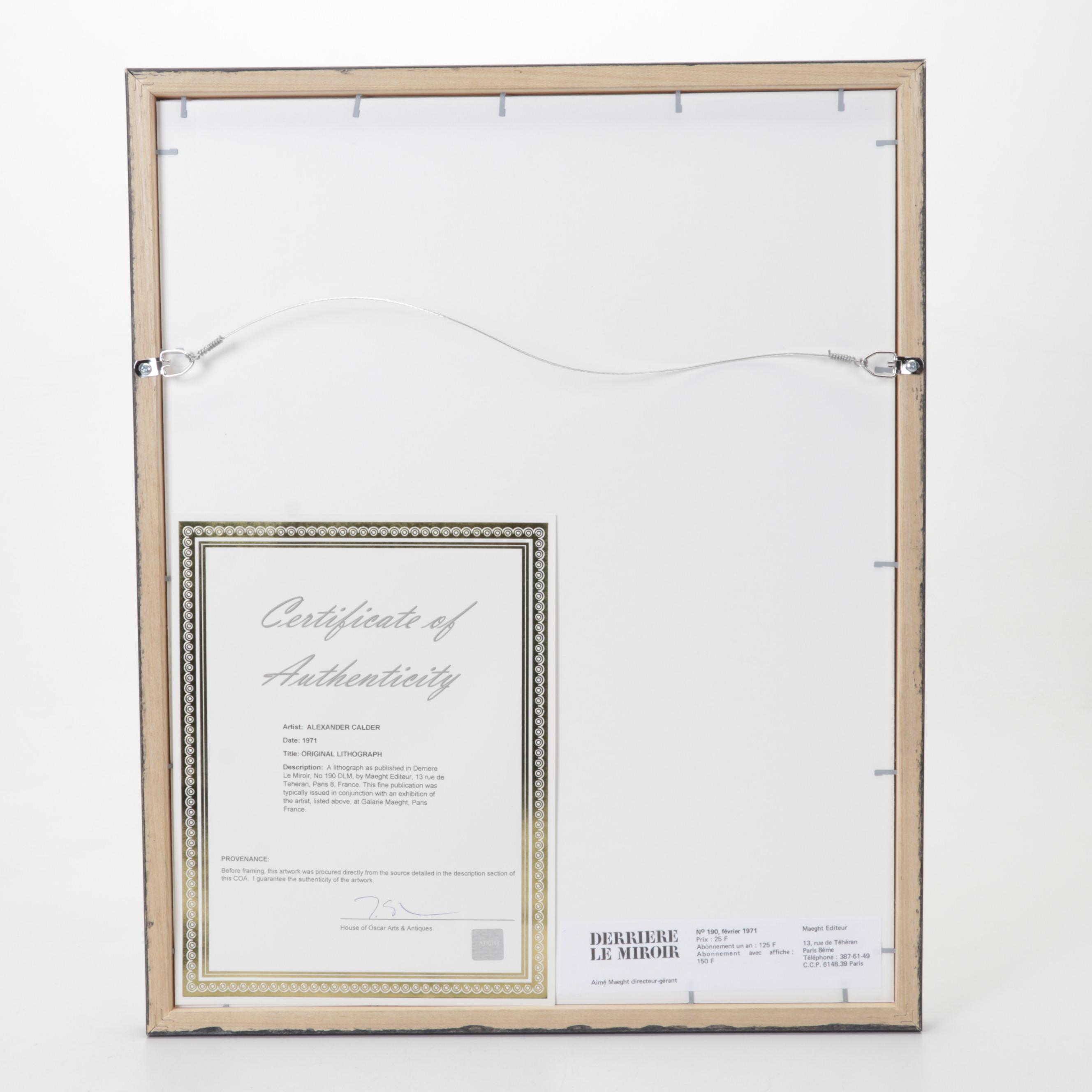 Alexander Calder Color Lithograph for "Derrière le Miroir," 1971