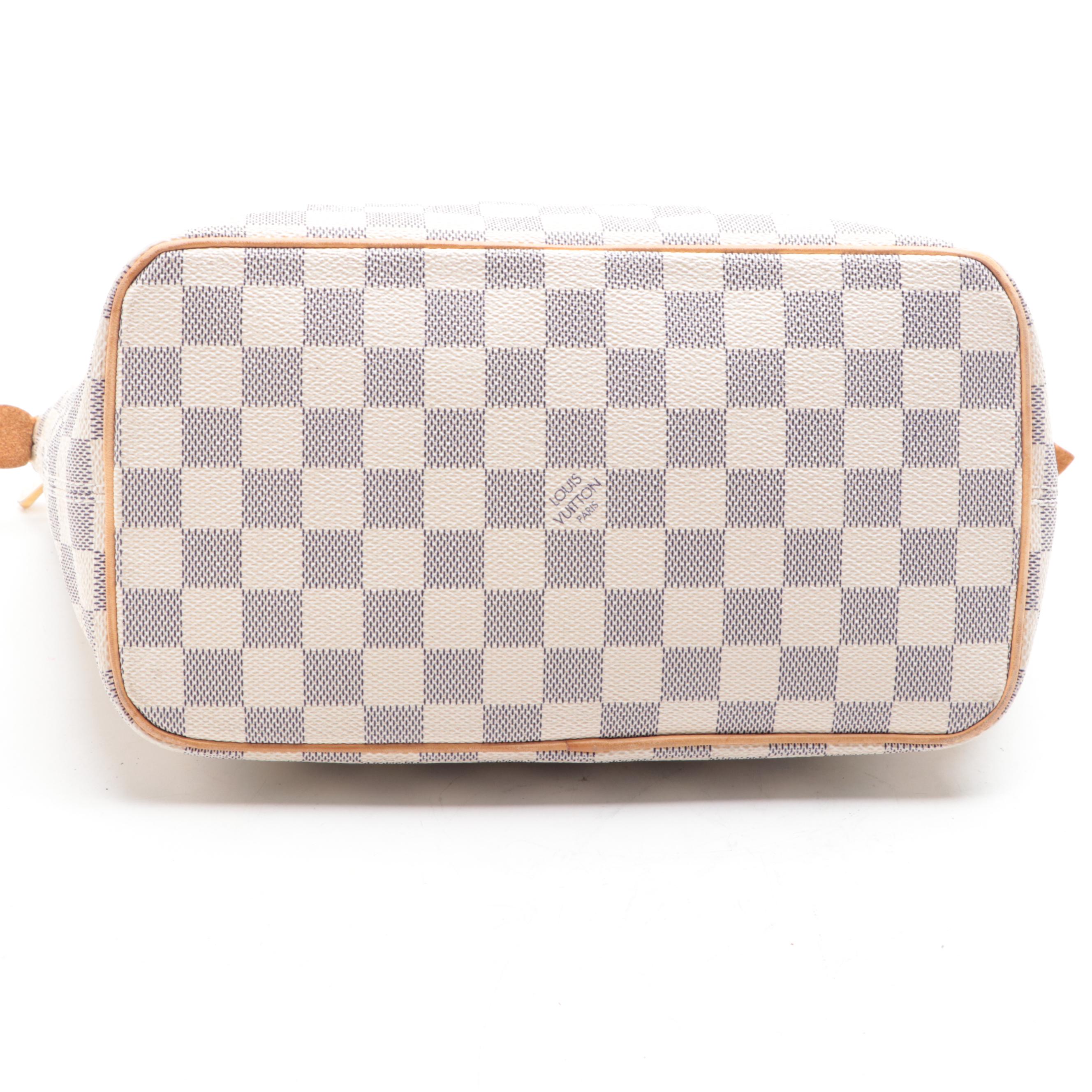 Louis Vuitton Saleya PM Bag in Damier Azur Canvas and Leather