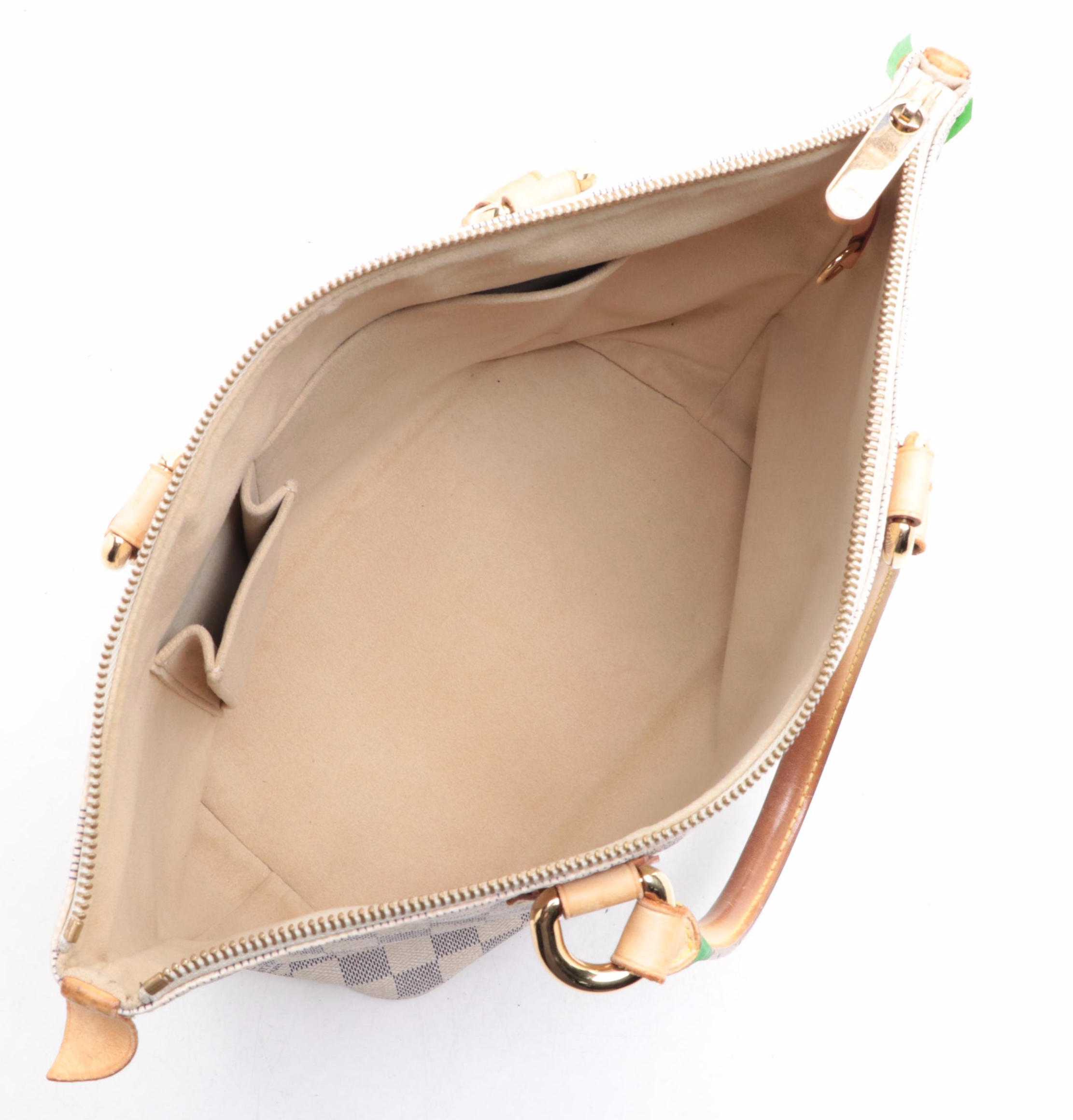 Louis Vuitton Saleya PM Bag in Damier Azur Canvas and Leather