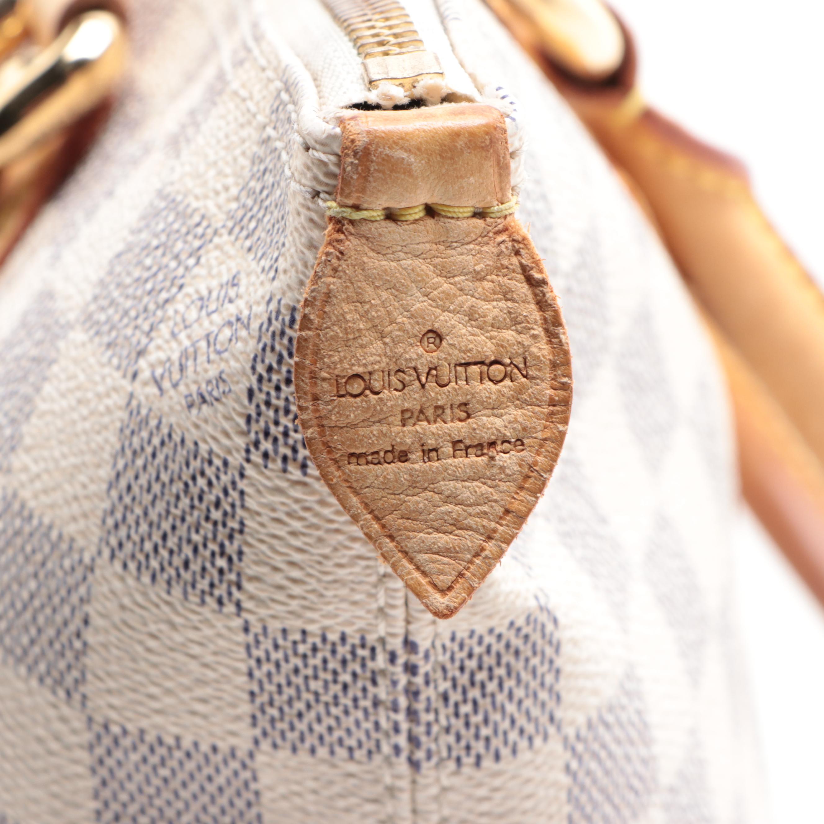 Louis Vuitton Saleya PM Bag in Damier Azur Canvas and Leather