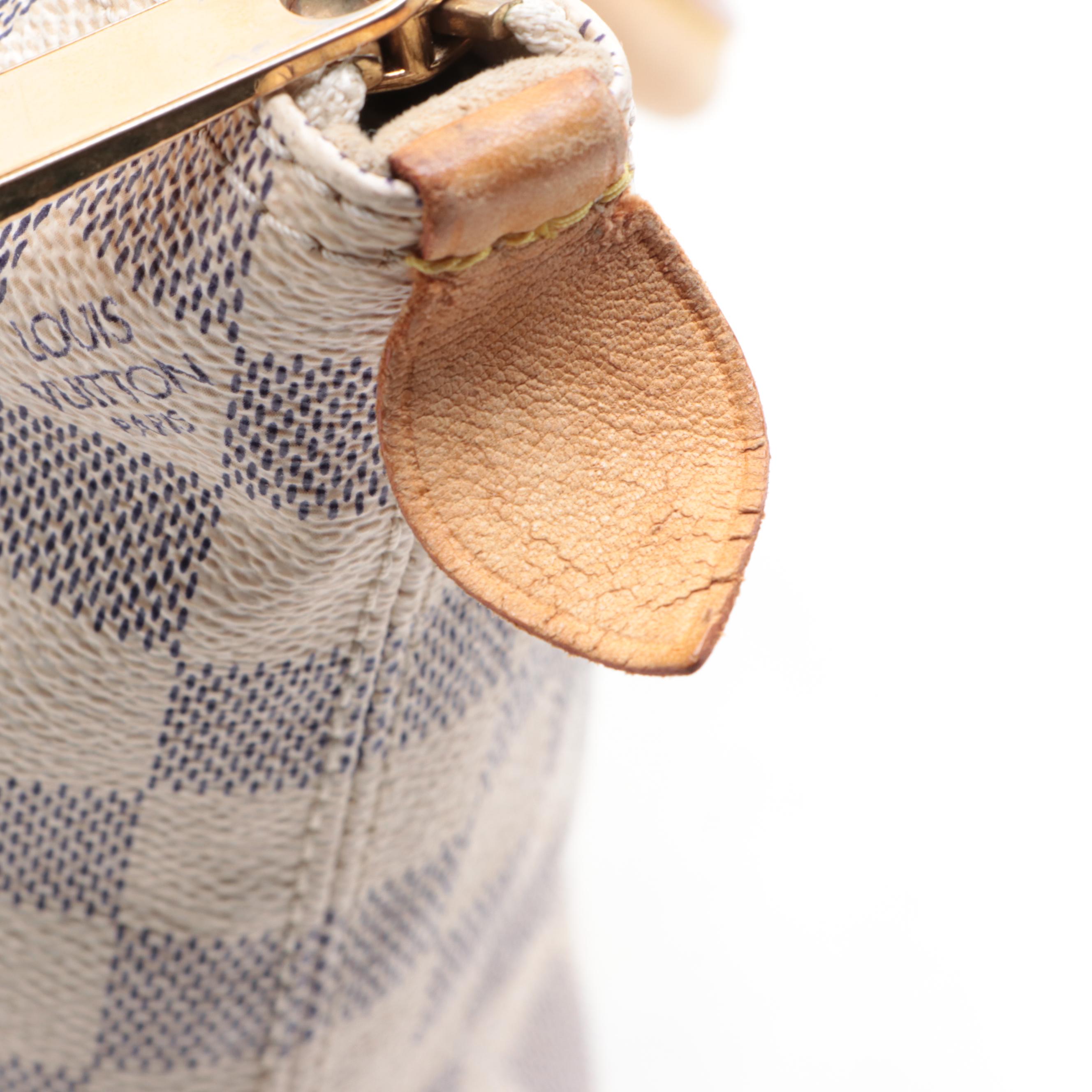 Louis Vuitton Saleya PM Bag in Damier Azur Canvas and Leather