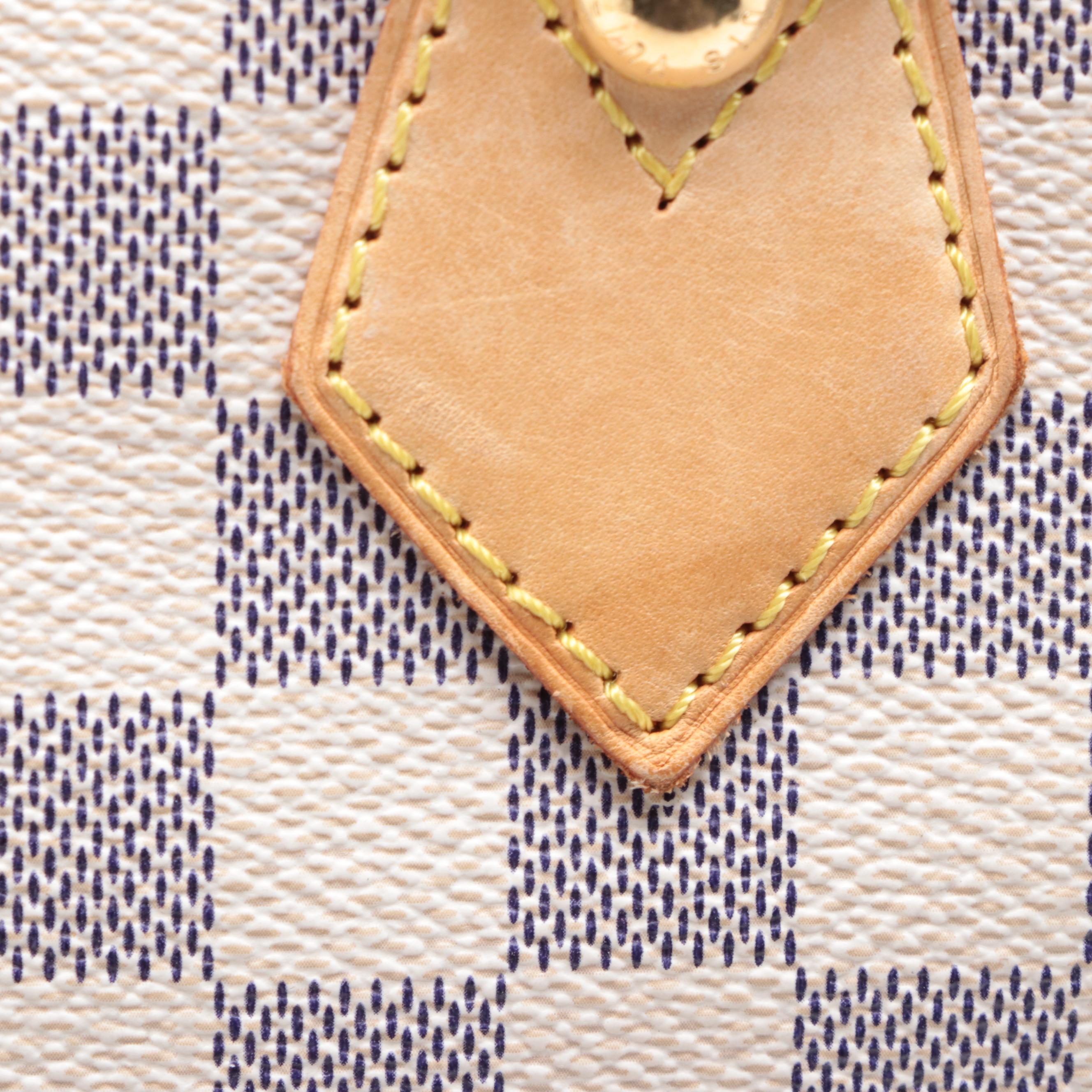 Louis Vuitton Saleya PM Bag in Damier Azur Canvas and Leather