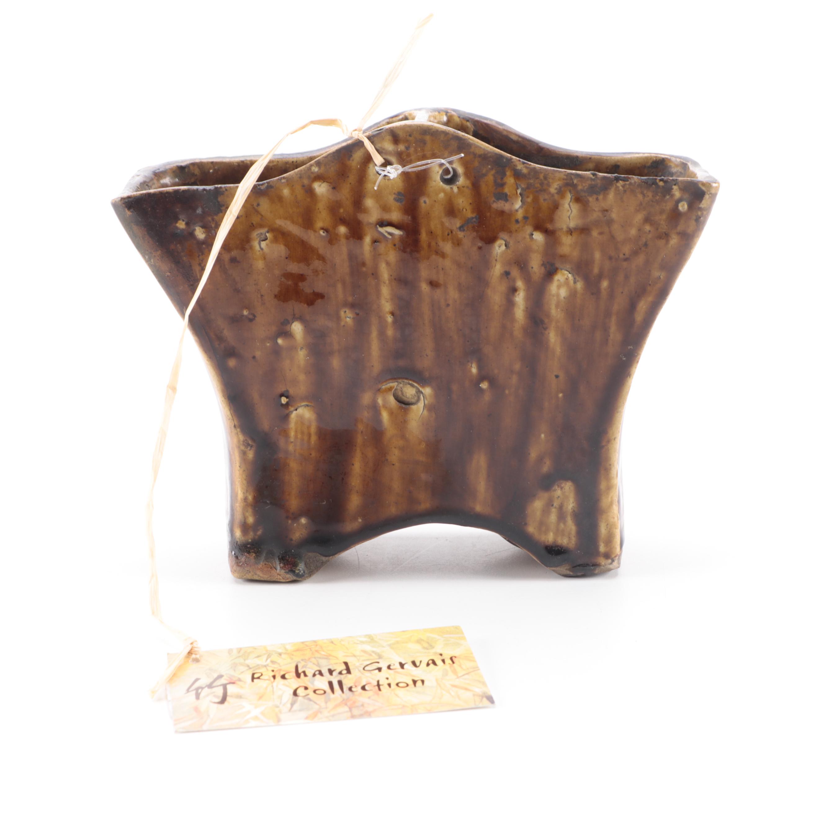 Chinese Brown Glazed Chopstick Holder, Mid to Late 19th Century