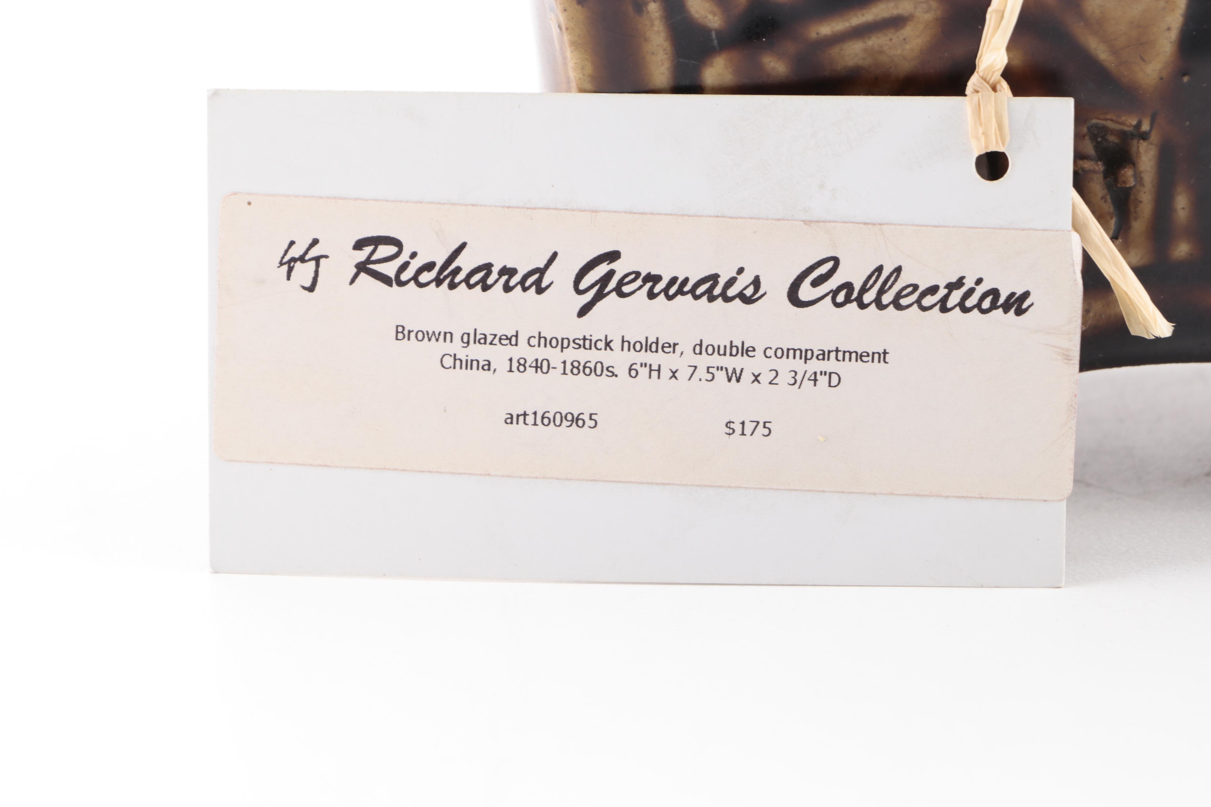 Chinese Brown Glazed Chopstick Holder, Mid to Late 19th Century