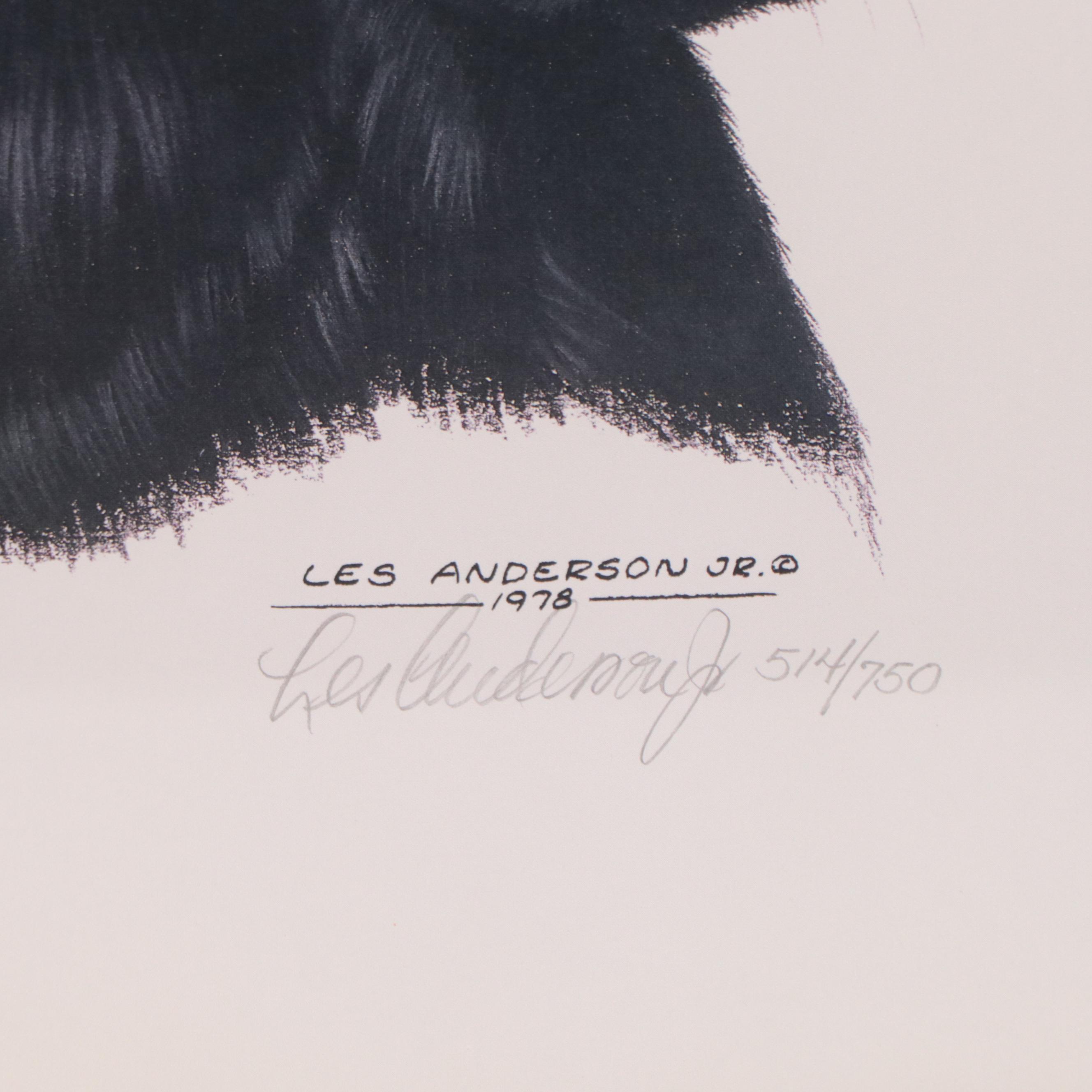 Les Anderson Offset Lithograph of Dog Portraits, Late 20th Century