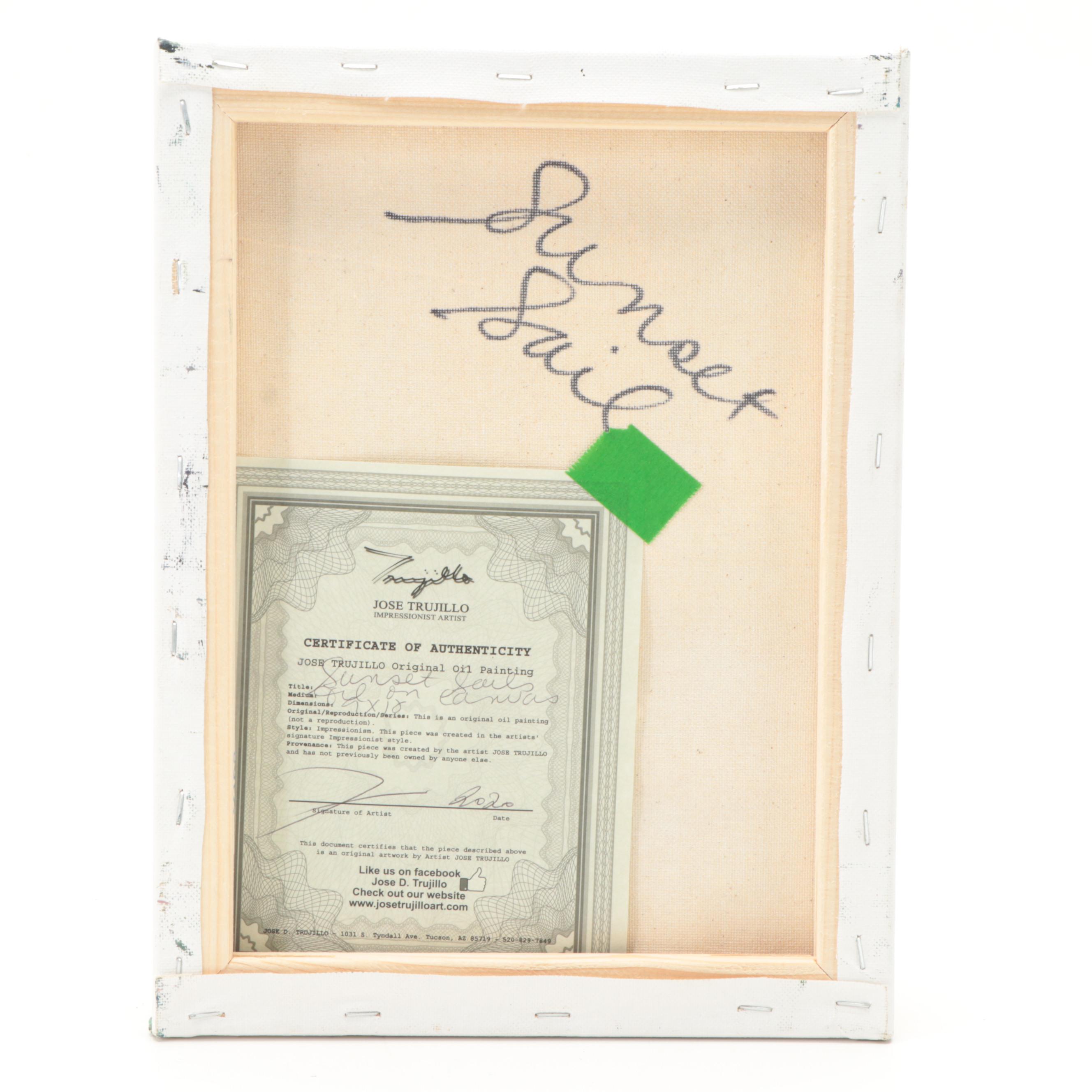 Jose Trujillo Oil Painting "Sunset Sail," 2020