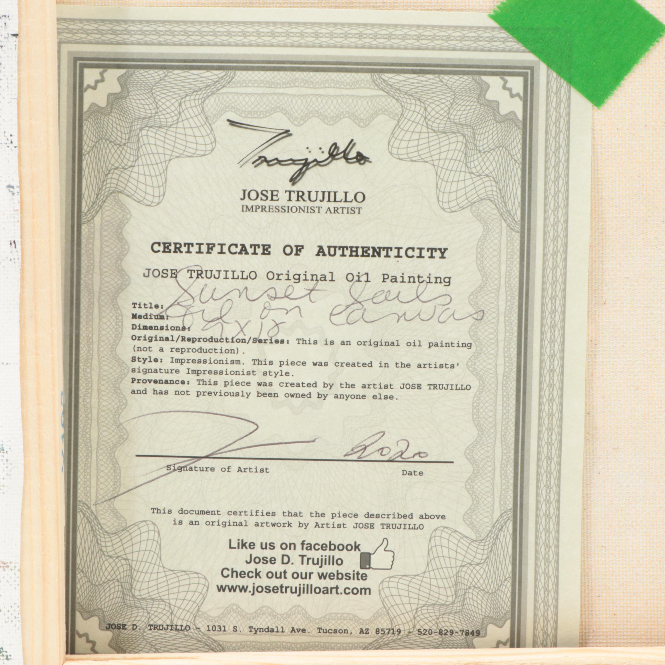 Jose Trujillo Oil Painting "Sunset Sail," 2020