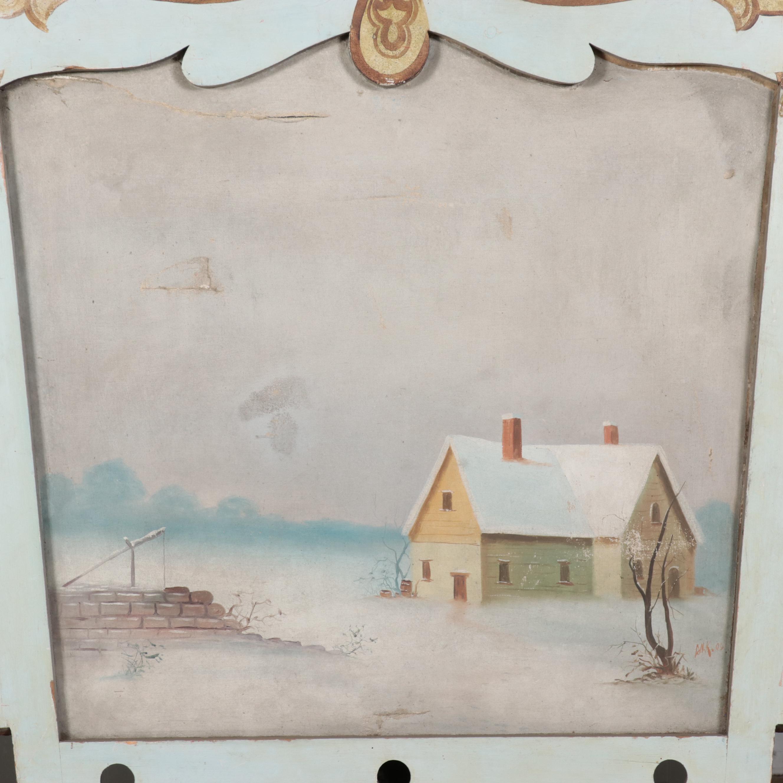 Landscape Oil Painting Circus Carousel Panels, 1909