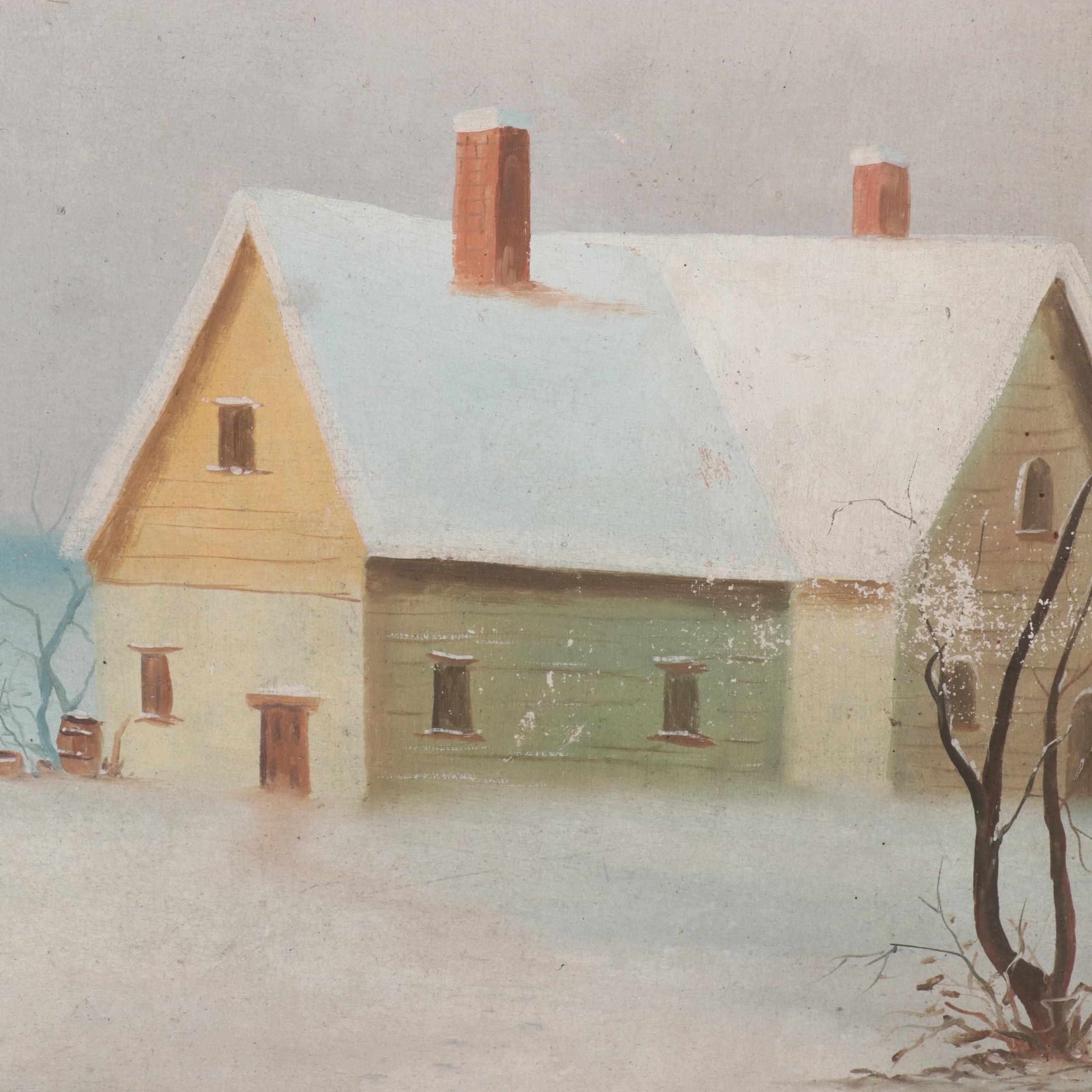 Landscape Oil Painting Circus Carousel Panels, 1909