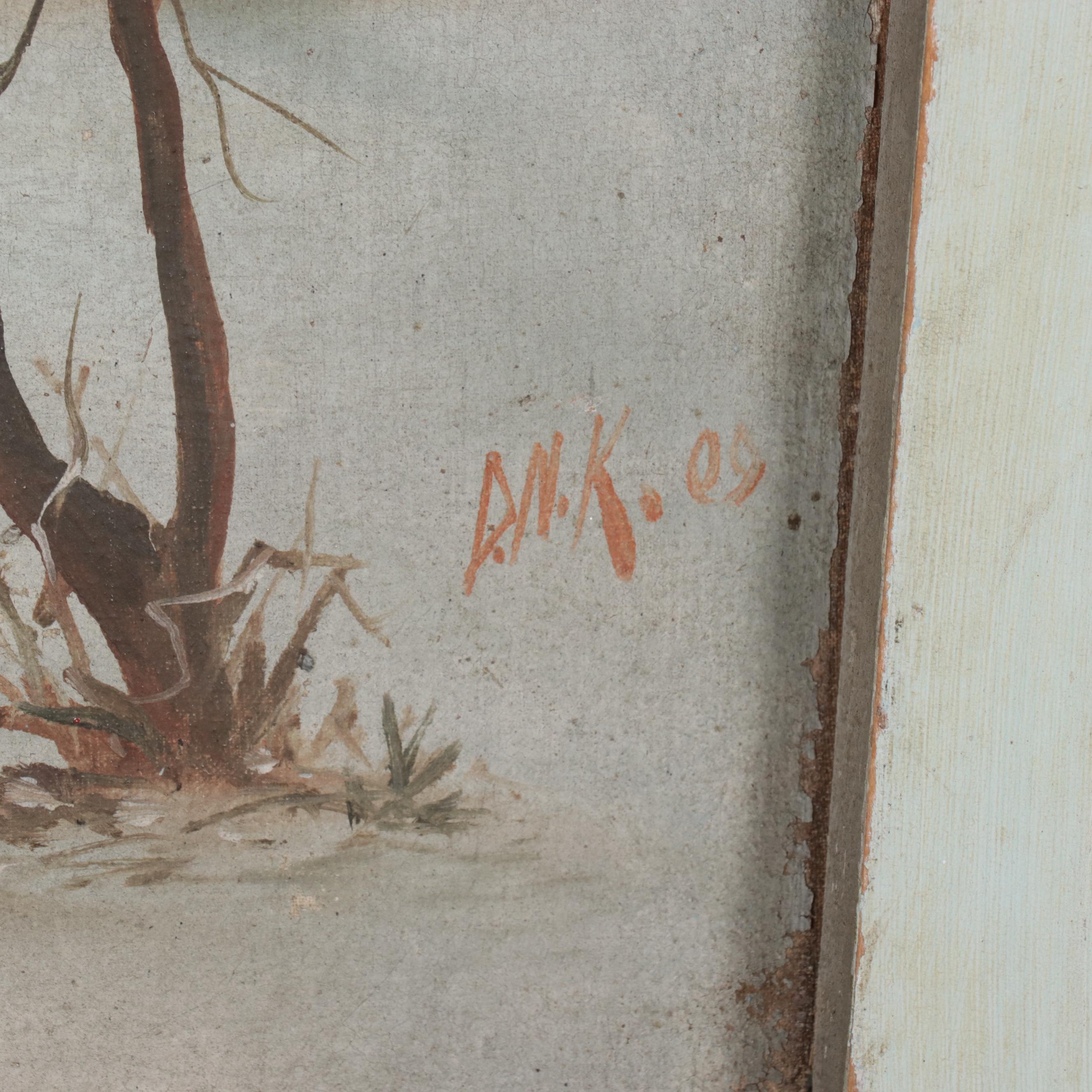 Landscape Oil Painting Circus Carousel Panels, 1909