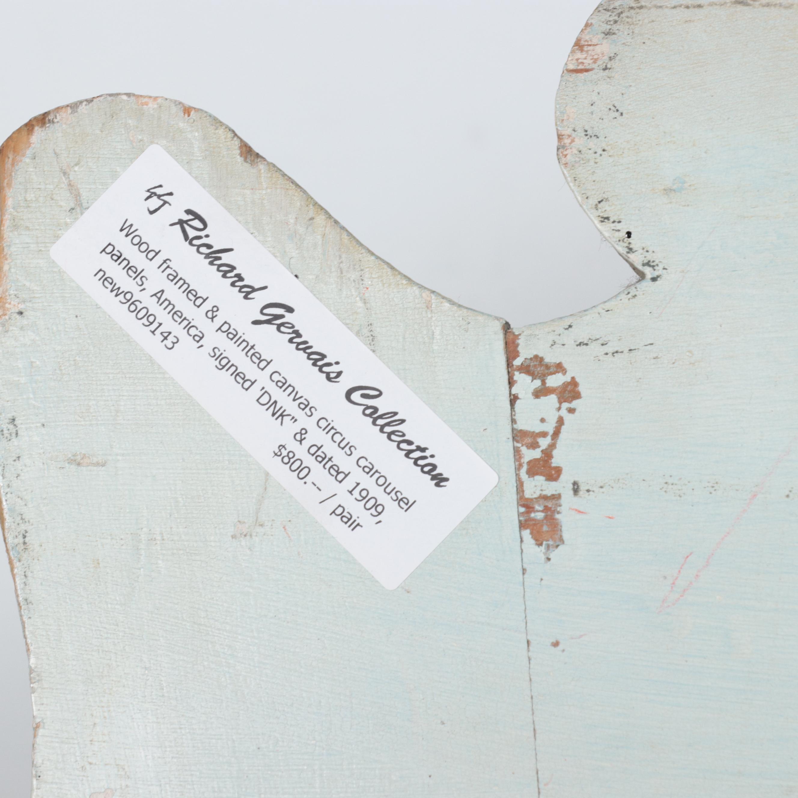 Landscape Oil Painting Circus Carousel Panels, 1909