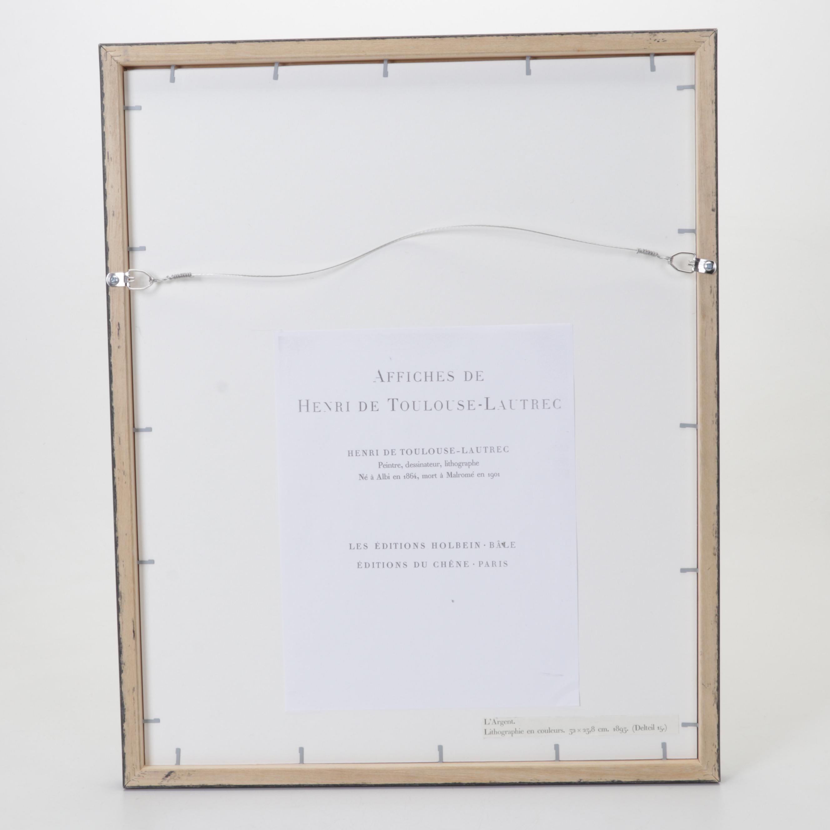 Color Lithograph After Henri de Toulouse-Lautrec "L'Argent," Circa 1946