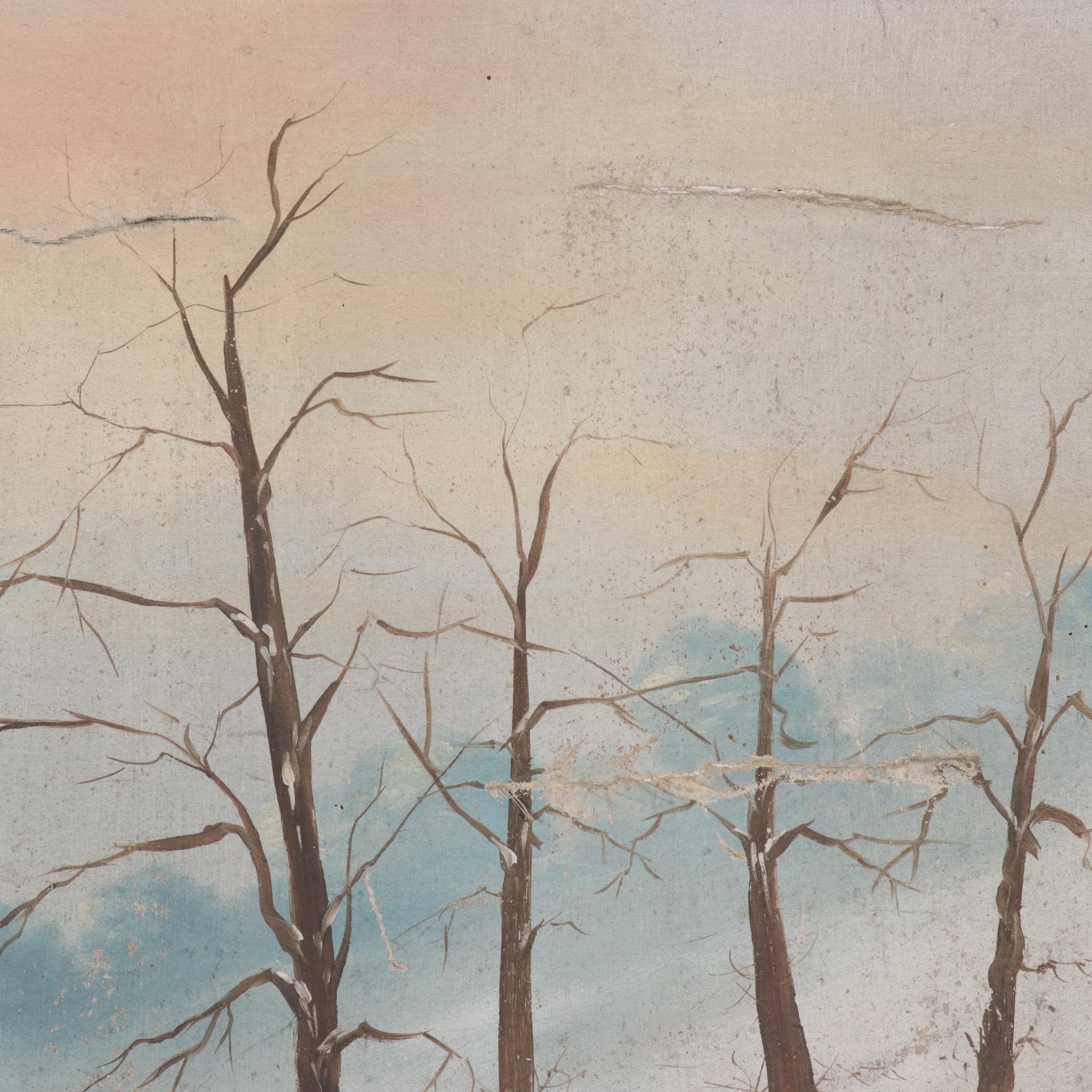 Landscape Oil Painting Circus Carousel Panels, 1909