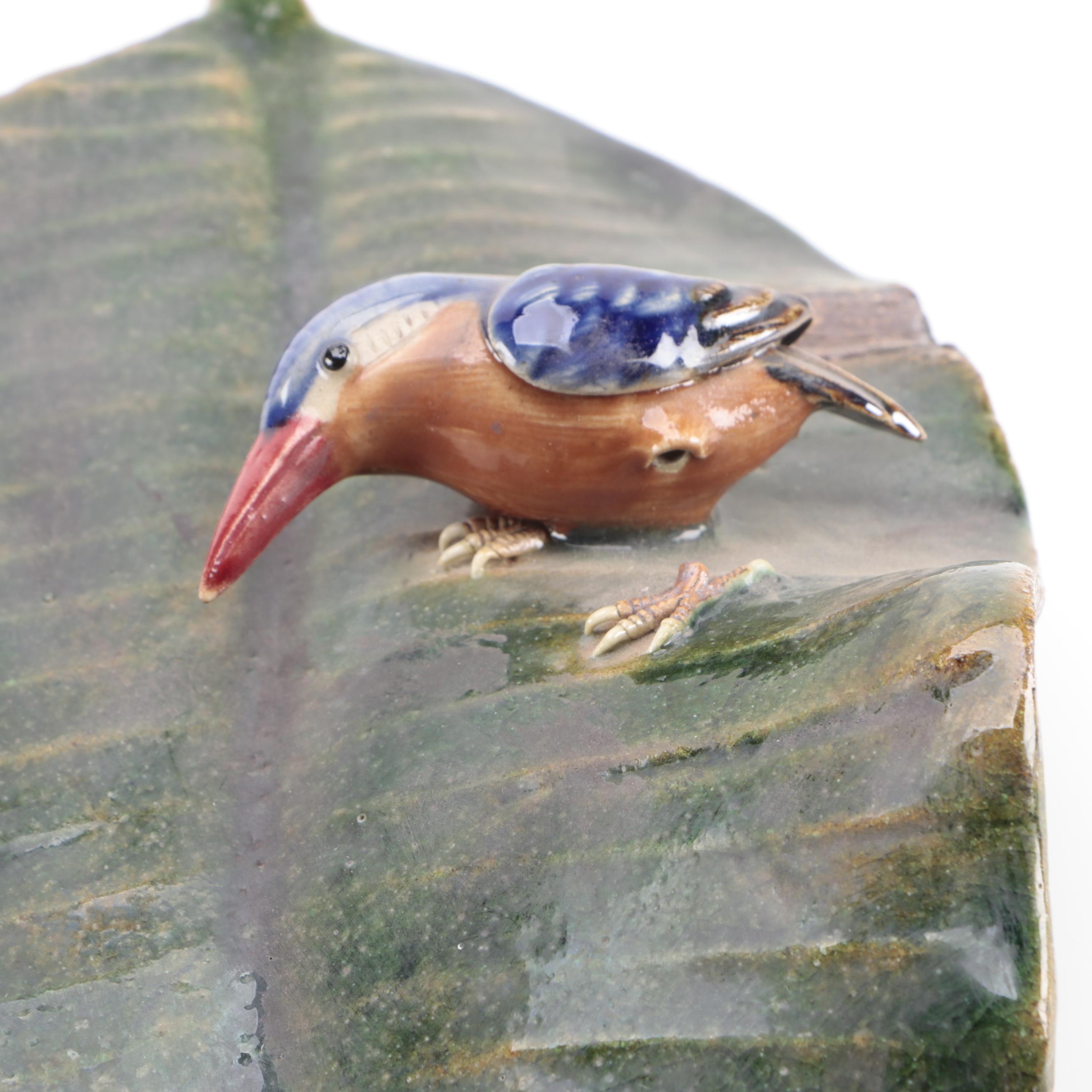 Pair of Chinese Shiwan Kilns Stoneware Banana Leaf-Form Wall Pockets