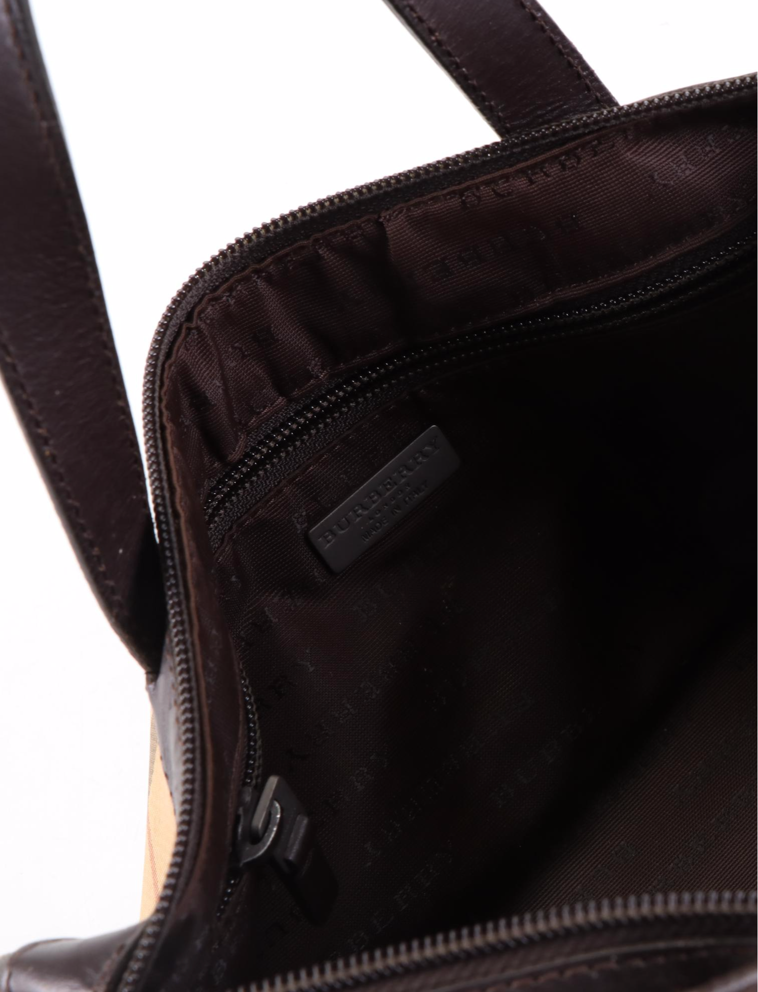 Burberry Barrel Handbag in Nova Check Coated Canvas and Brown Leather