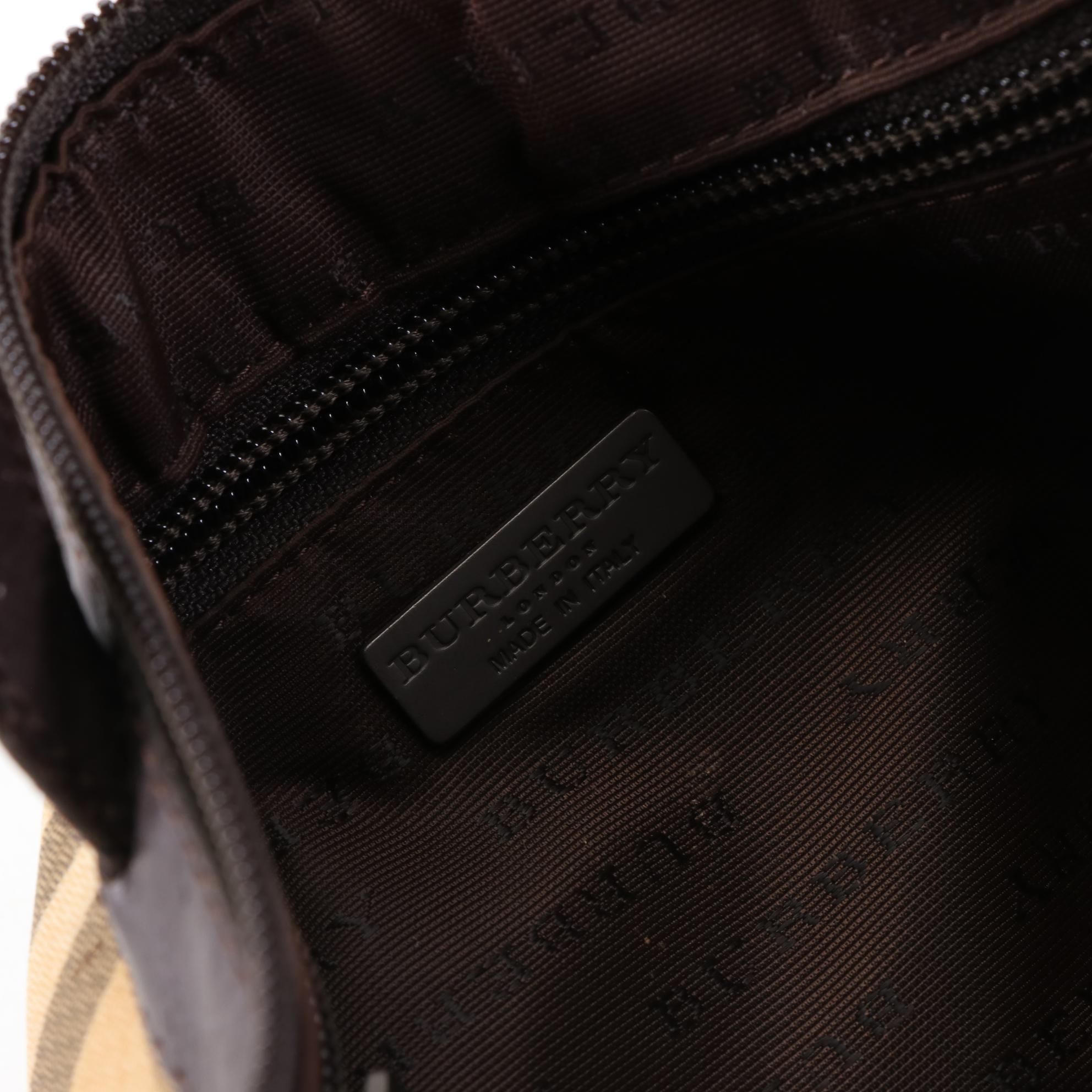 Burberry Barrel Handbag in Nova Check Coated Canvas and Brown Leather